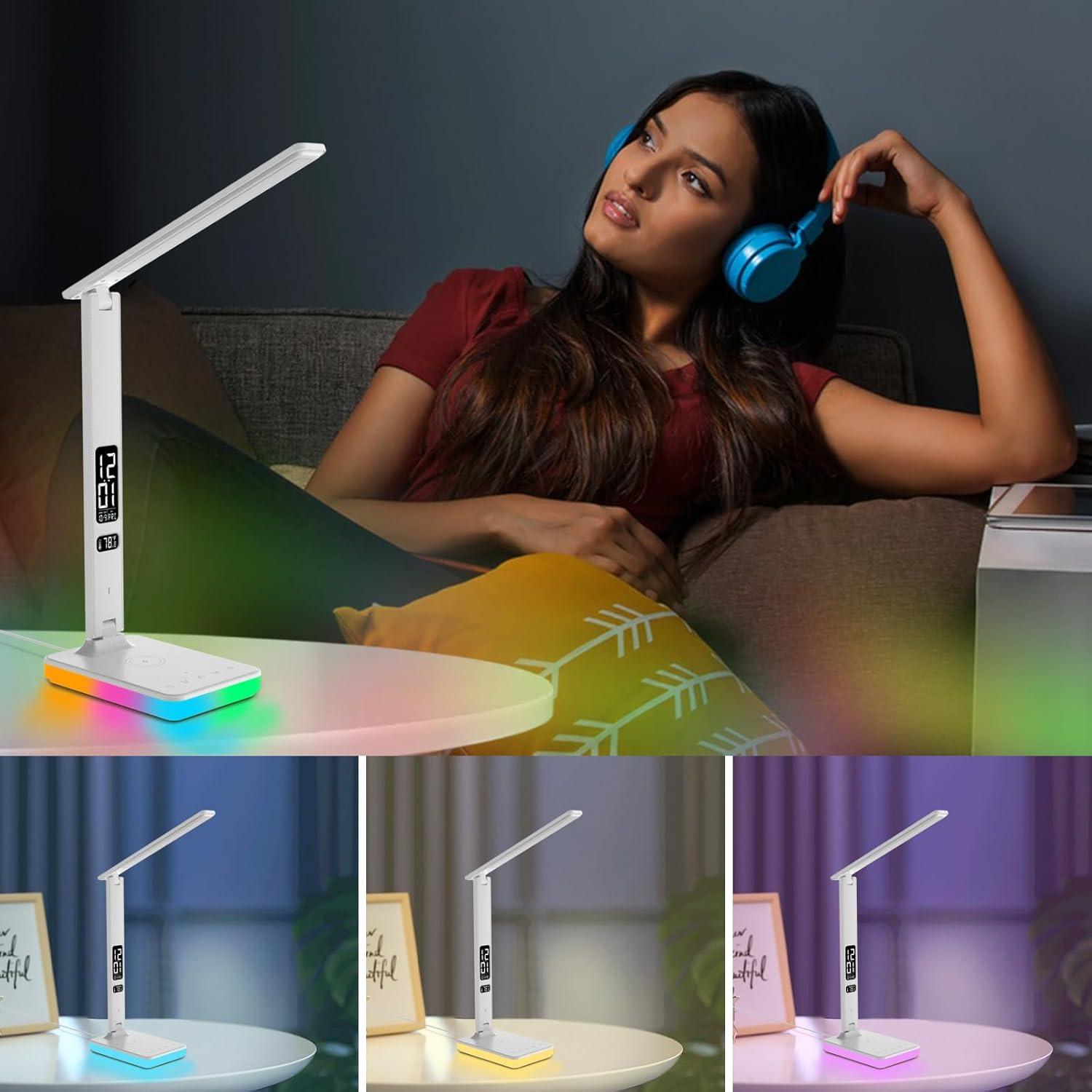 Lámpara de Escritorio LED Oviouit N7-Pro con Cargador Inalámbrico