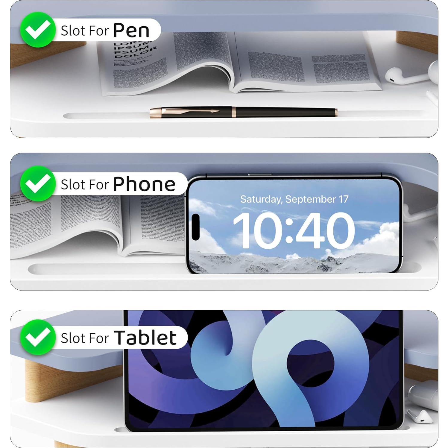 Soporte para Monitor Elevado AFOOYO de Madera Azul 2 Niveles