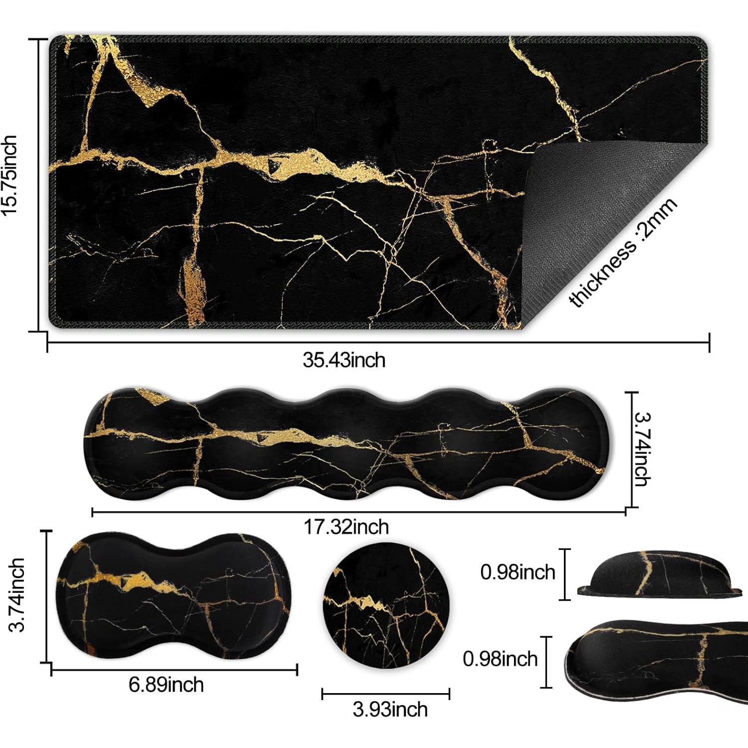 Conjunto de Almohadillas iLeadon 4 Piezas Mármol Negro y Dorado