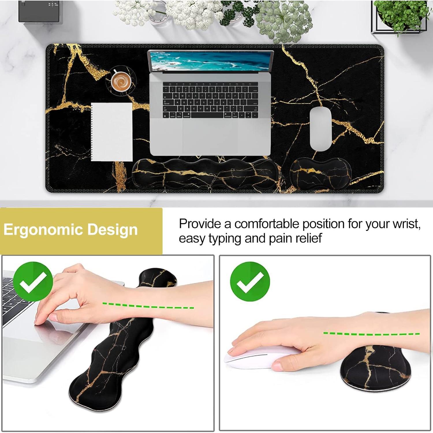 Conjunto de Almohadillas iLeadon 4 Piezas Mármol Negro y Dorado