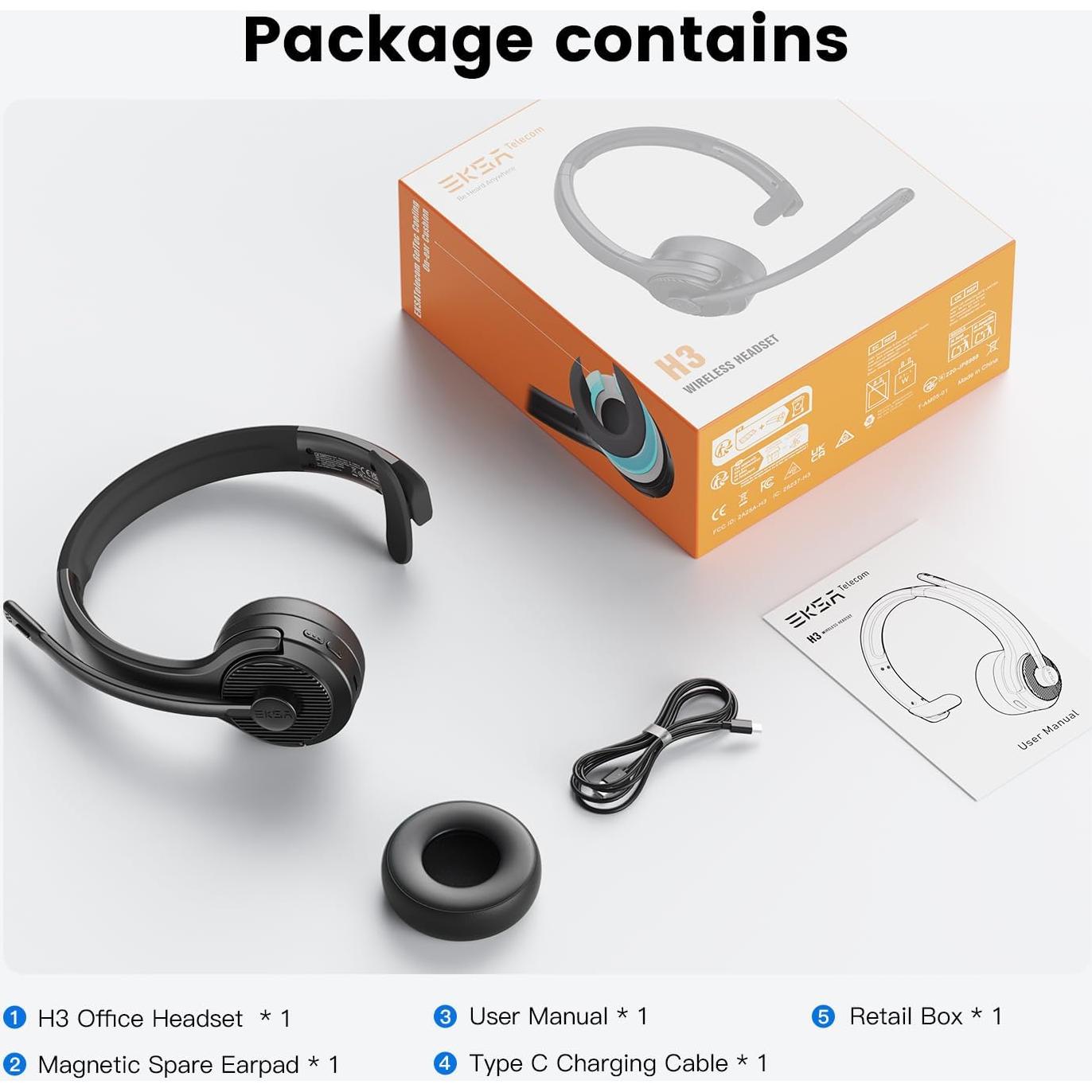 Auriculares Inalámbricos EKSA H3 Bluetooth 5.4 con Micrófono