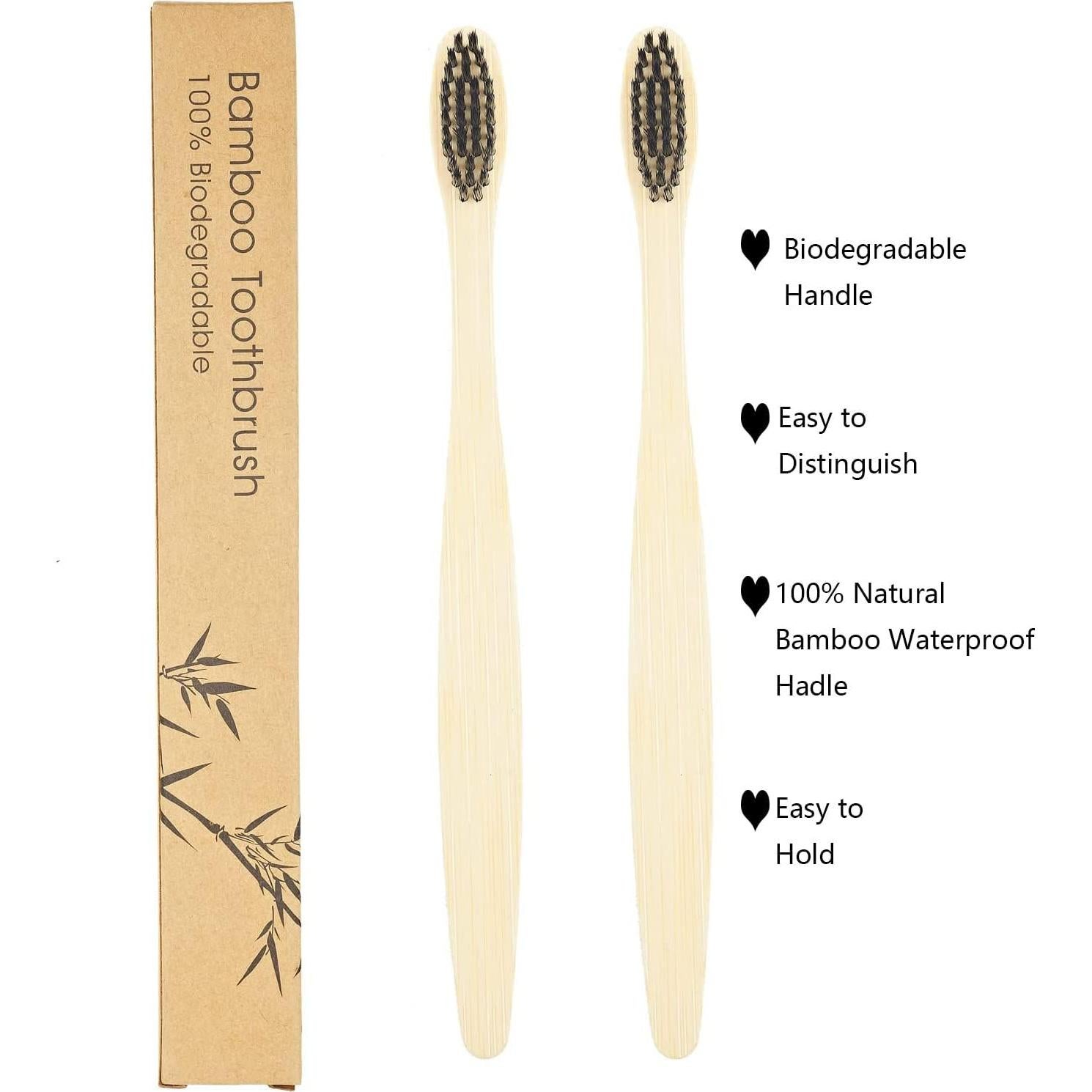 Cepillos de Dientes de Bambú SEVENHEAD 10 Piezas Cerdas Suaves