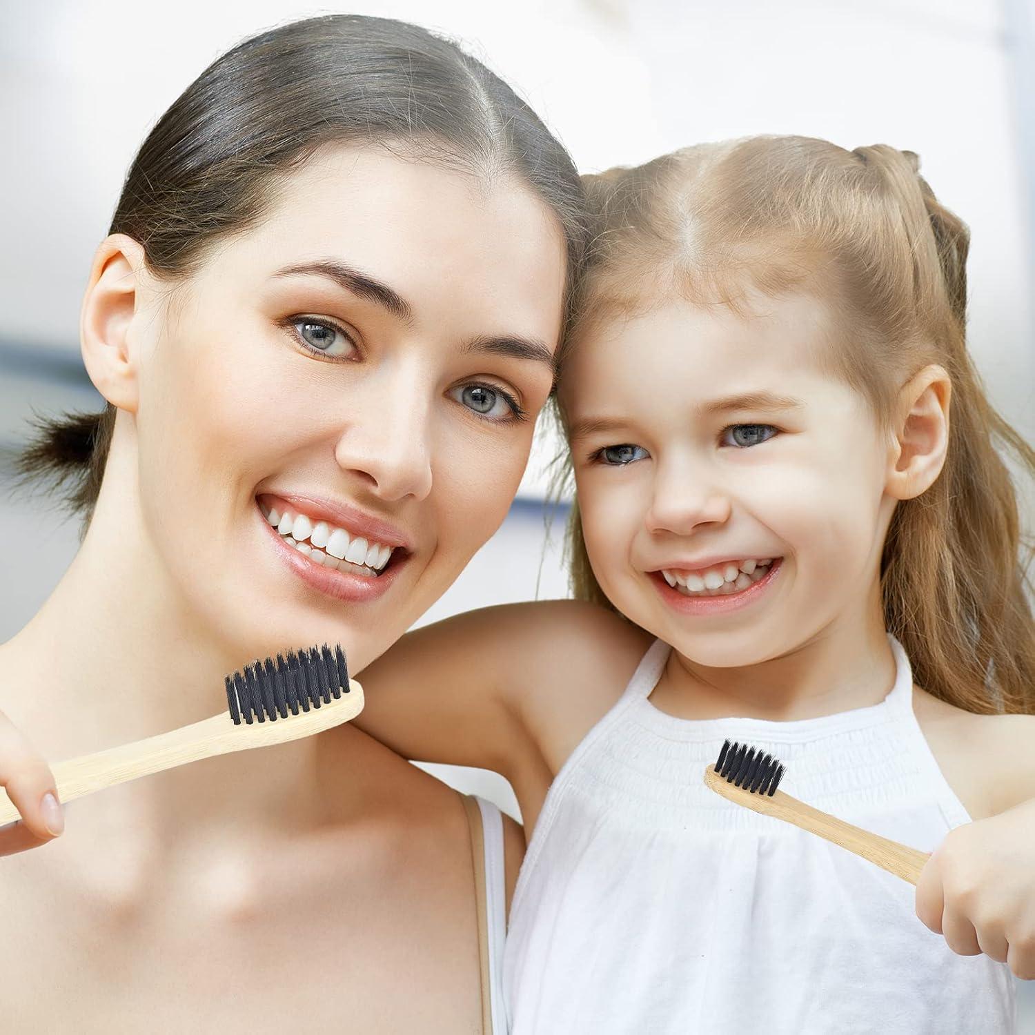 Cepillos de Dientes de Bambú SEVENHEAD 10 Piezas Cerdas Suaves