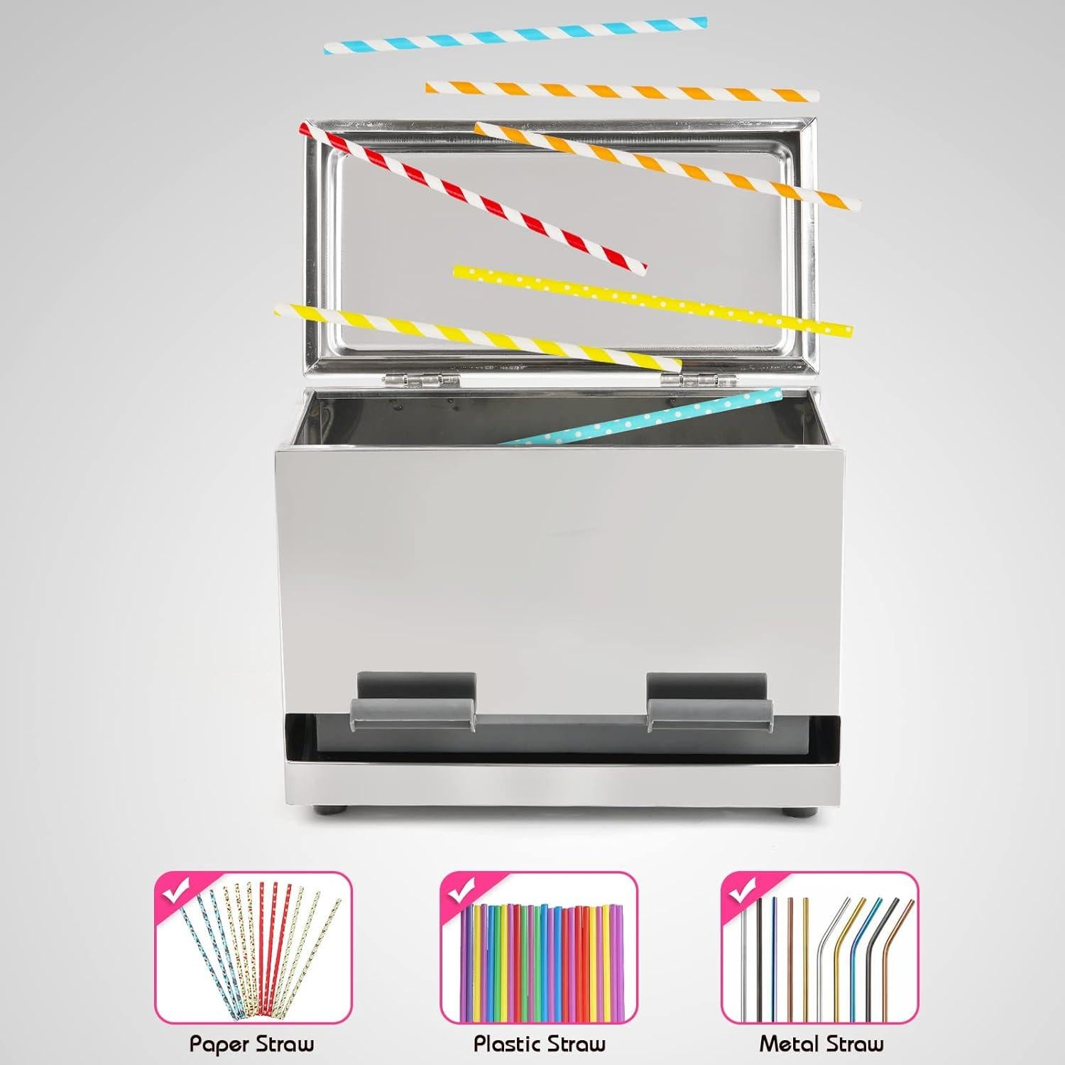 Dispensador de Pajitas Reutilizables Creproly Acero Inoxidable Plata