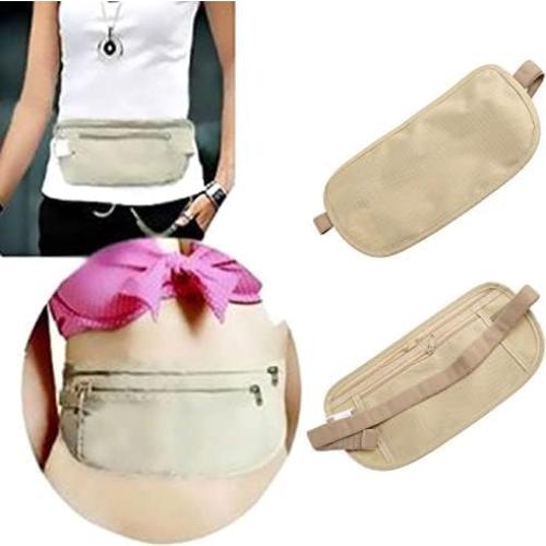 Cinturón de Dinero RFID Antirrobo Youngy Caqui 13x26cm