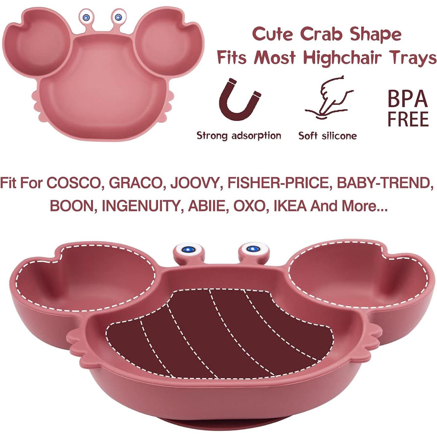 Plato de Succión de Silicona Linowos Rosa 23x15 cm para Bebés