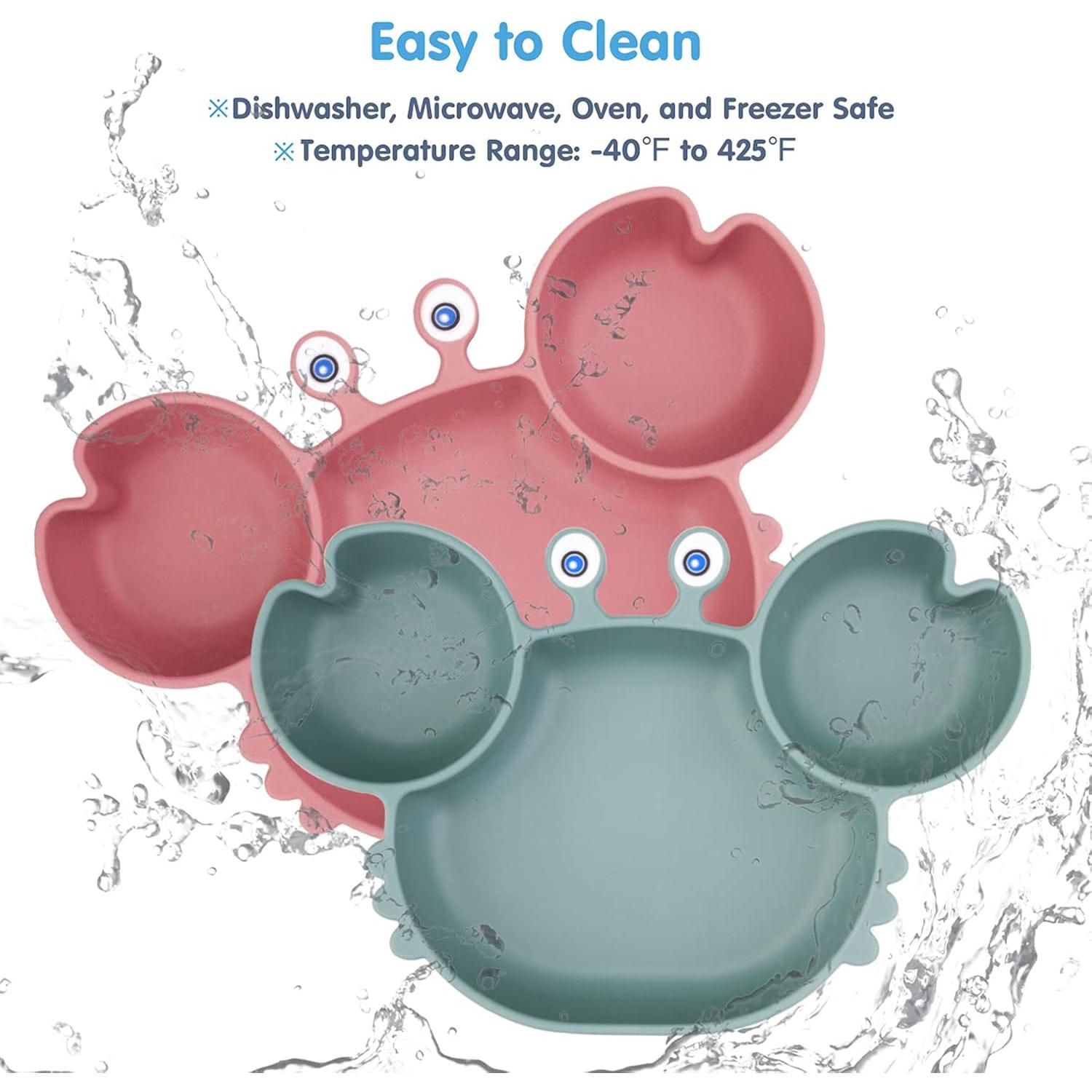 Plato de Succión de Silicona Linowos Rosa 23x15 cm para Bebés