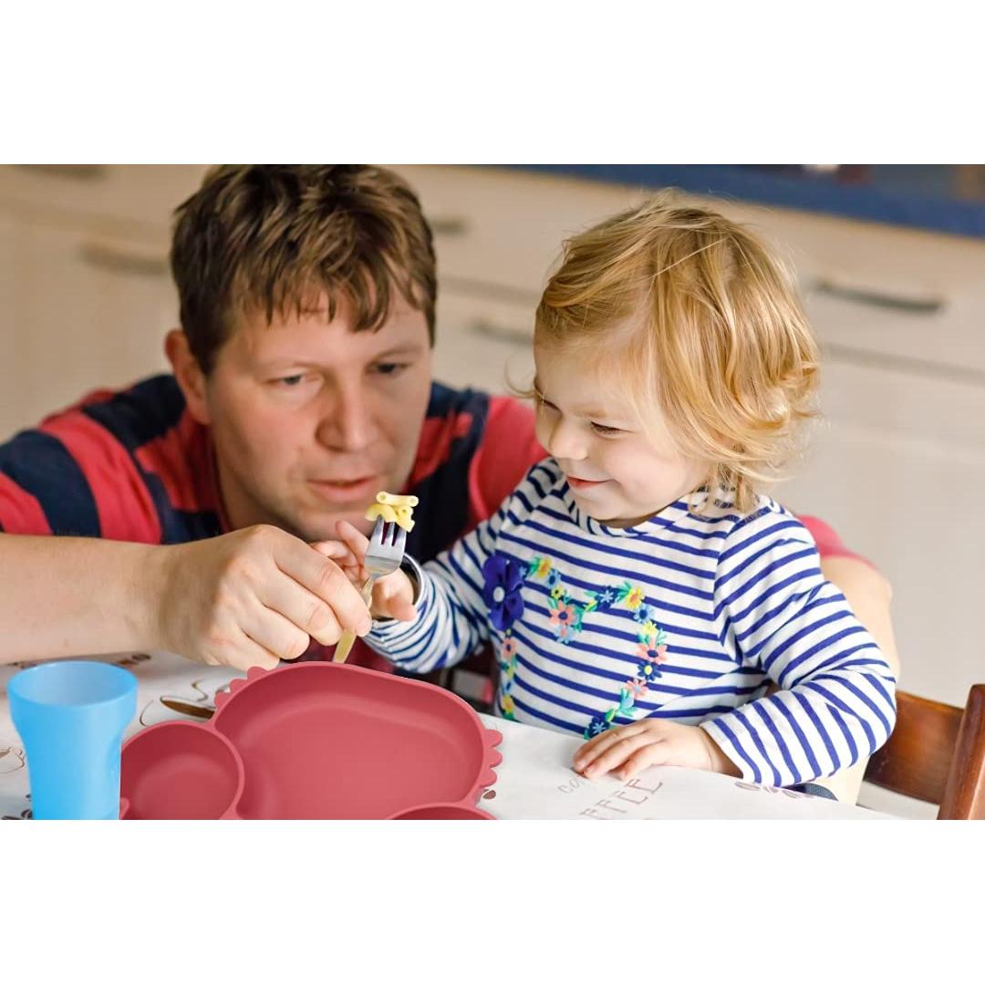 Plato de Succión de Silicona Linowos Rosa 23x15 cm para Bebés