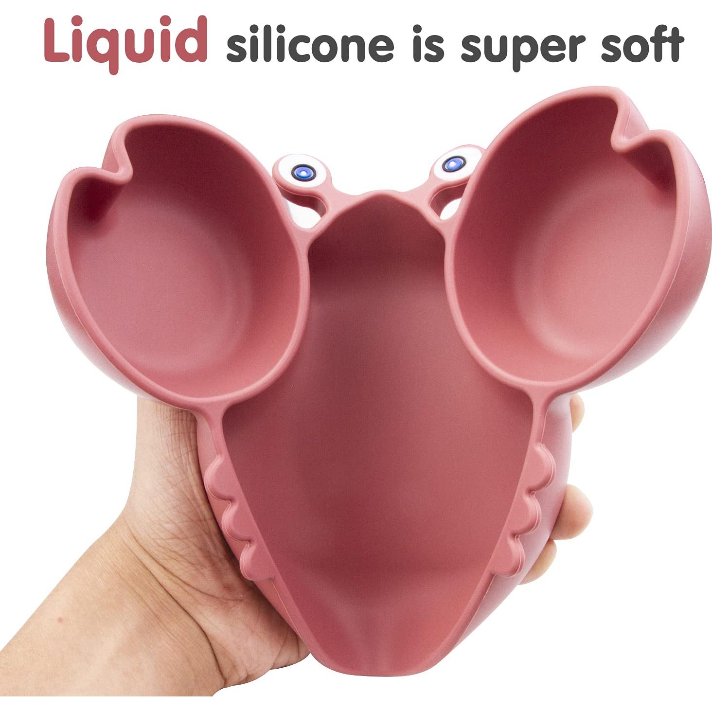 Plato de Succión de Silicona Linowos Rosa 23x15 cm para Bebés