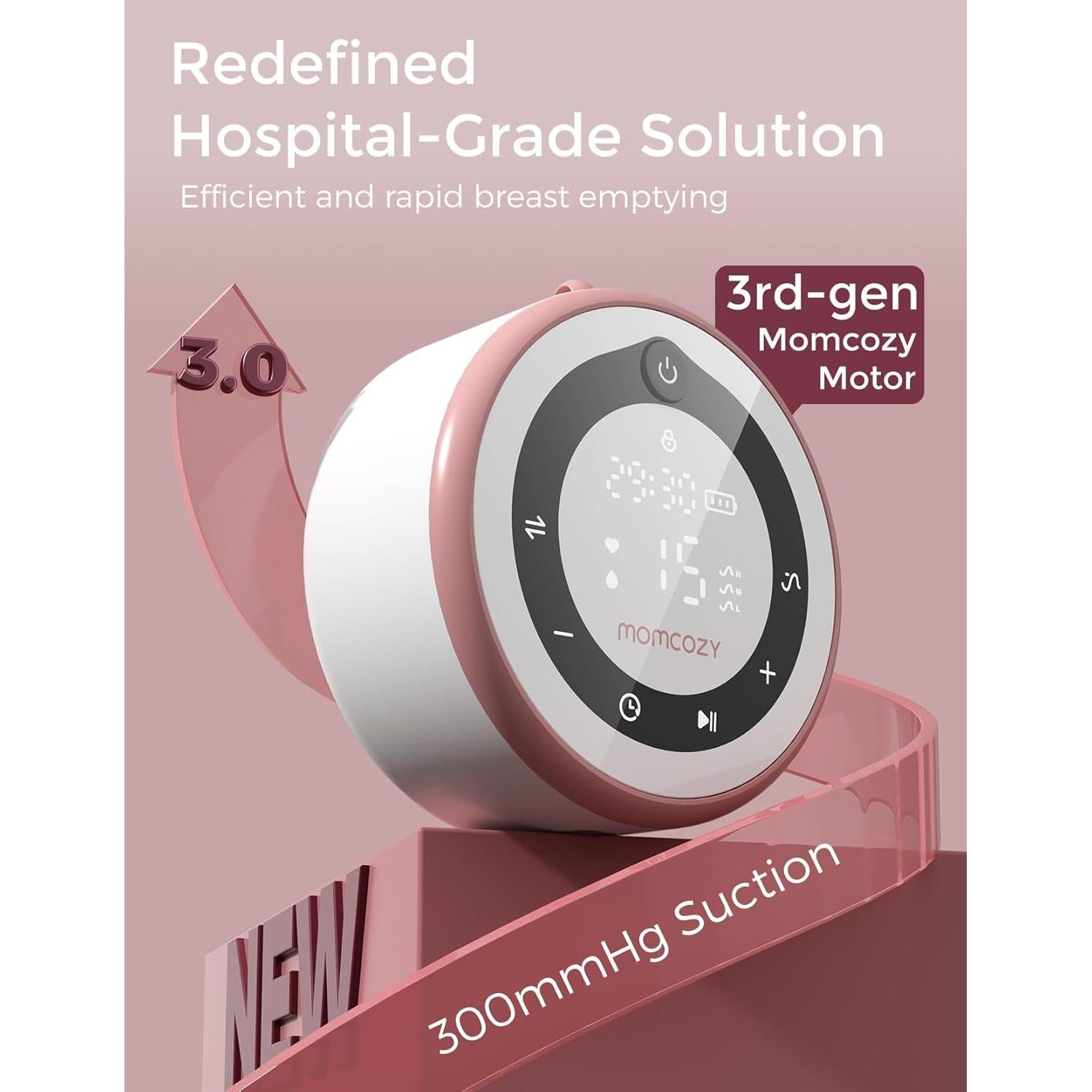 Extractor de Leche Eléctrico Momcozy V1 Pro Manos Libres Rojo