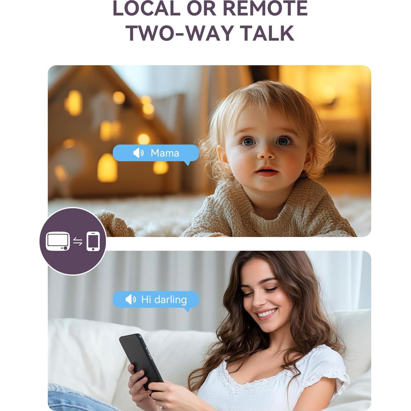 Cámara de Monitoreo para Bebés Comfyer BM02 2K HD con Visión Nocturna