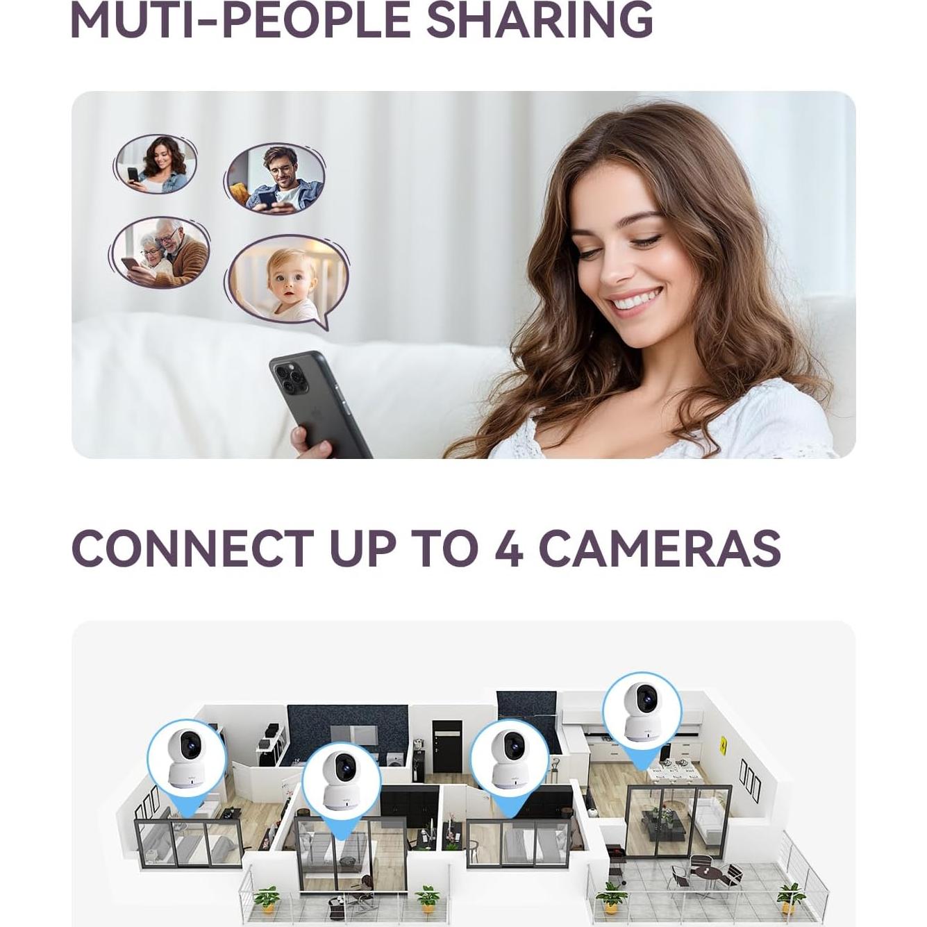 Cámara de Monitoreo para Bebés Comfyer BM02 2K HD con Visión Nocturna