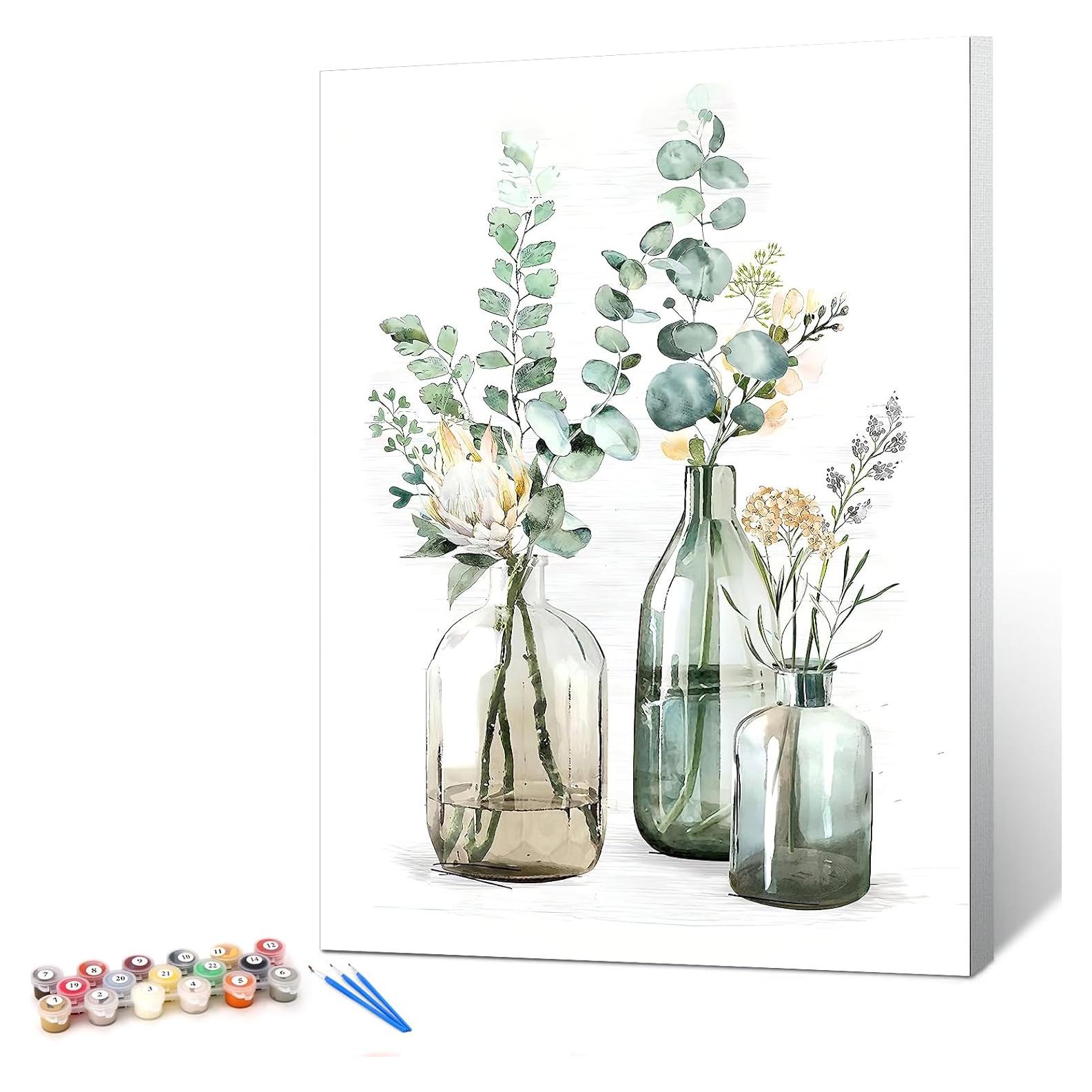 Kit de Pintura por Números Ginkko 30x40 cm Flor en Botella