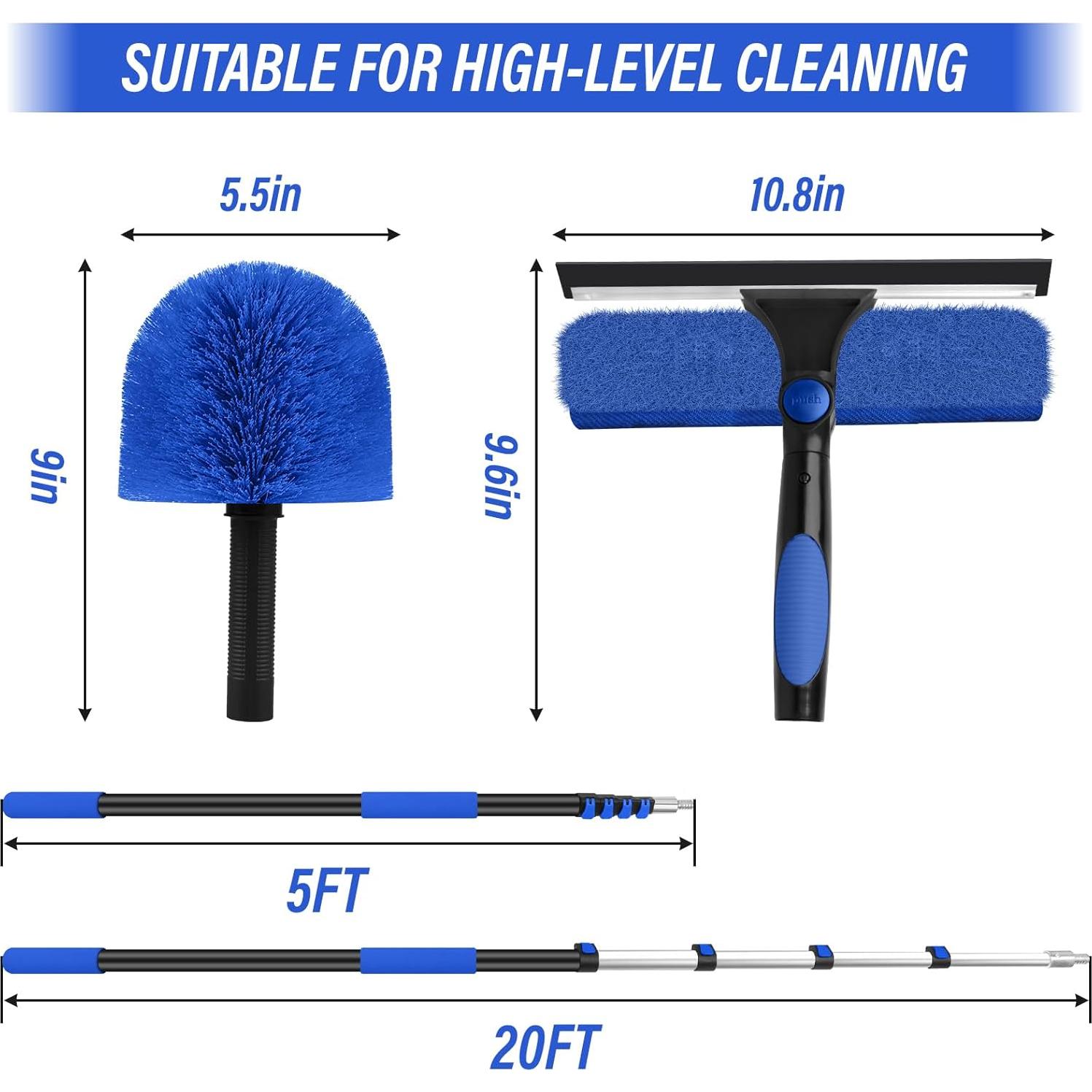 Kit de limpieza de ventanas VASALAID 2 en 1 con palo extensible 5-7.92m