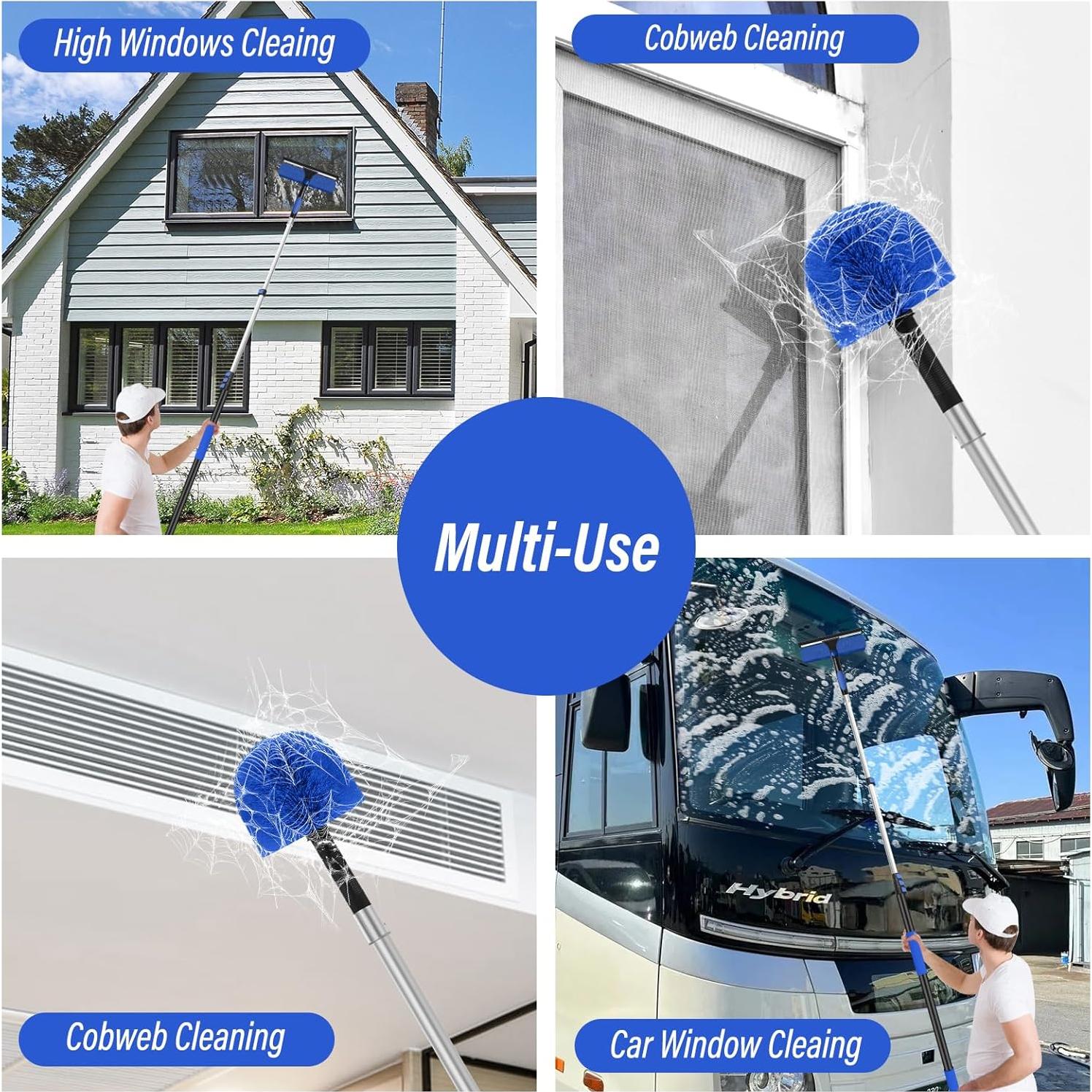 Kit de limpieza de ventanas VASALAID 2 en 1 con palo extensible 5-7.92m