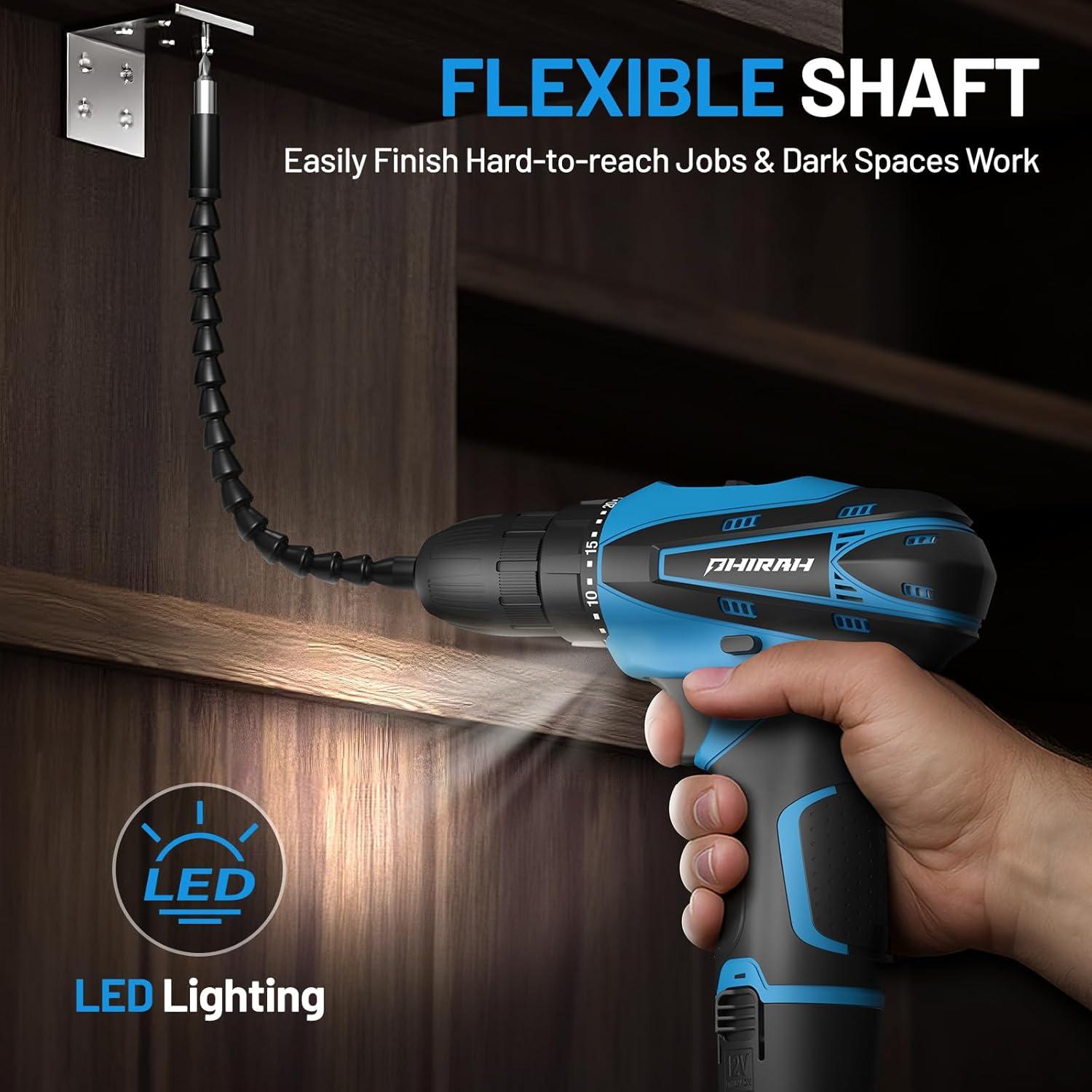 Taladro Inalámbrico PHIRAH 12V con Batería y Cargador Azul