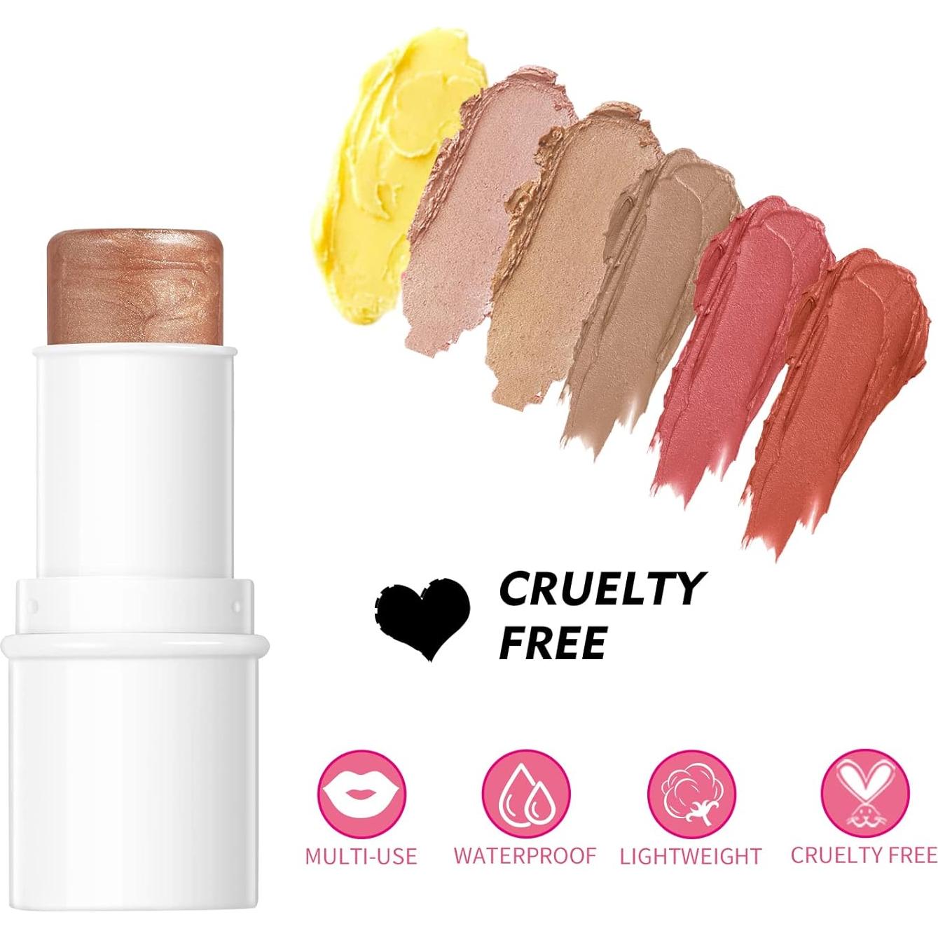 Kit de Maquillaje MEICOLY 3 en 1: Contorno, Rubor, Iluminador