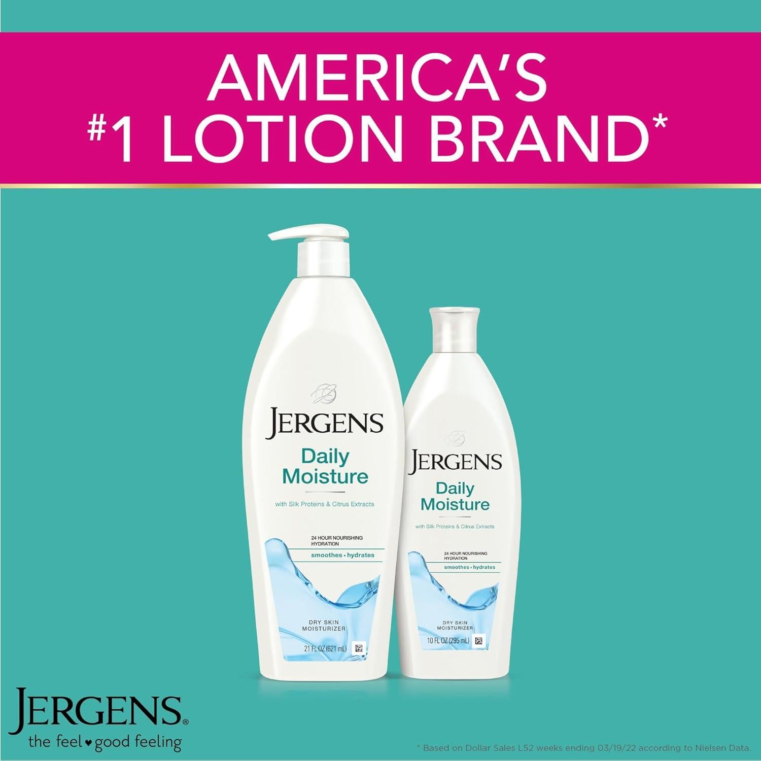 Jergens Hidratante Diario 621 ml para Piel Seca con Proteínas de Seda