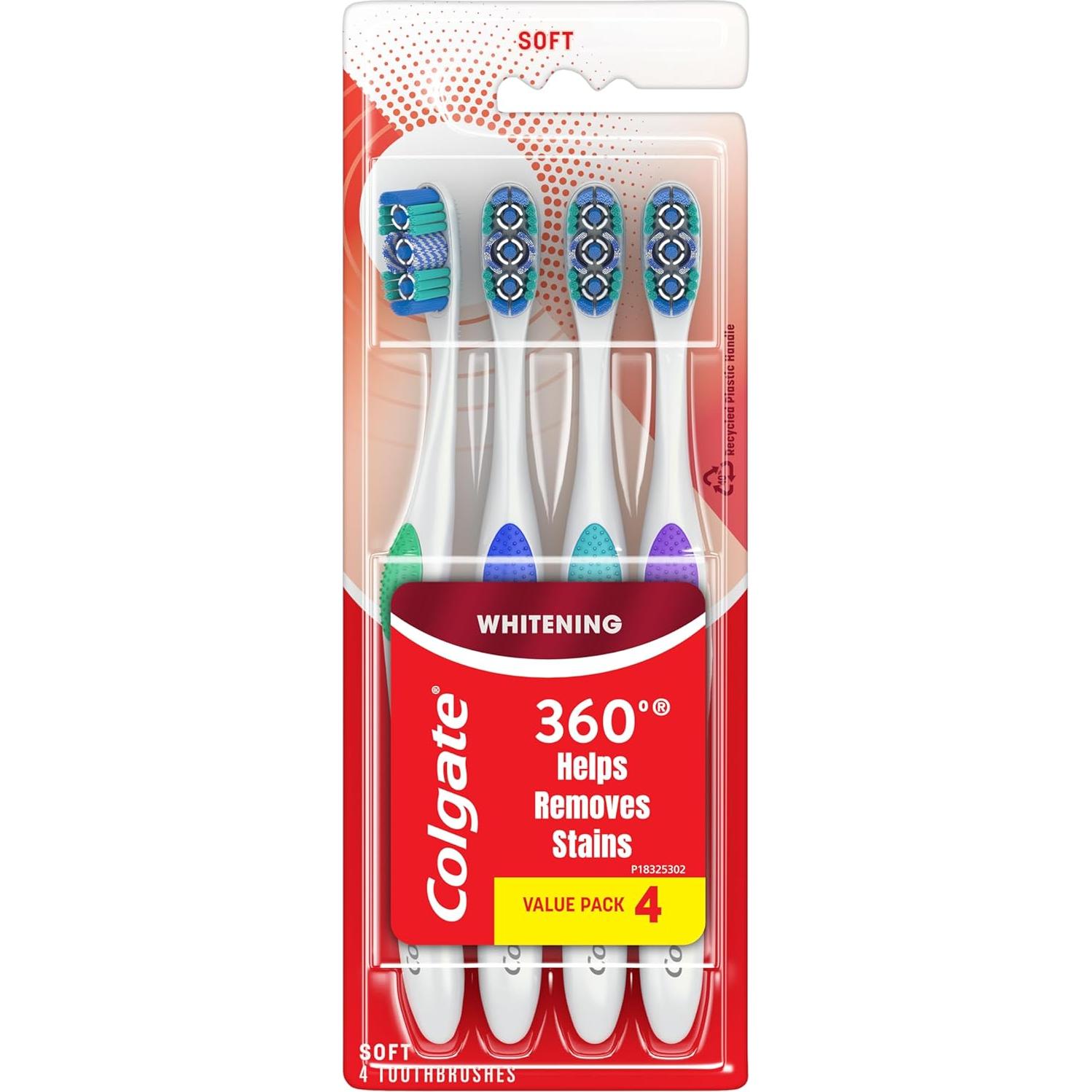 Cepillo de Dientes Blanqueador Colgate 360 Optic White - 4 Unidades