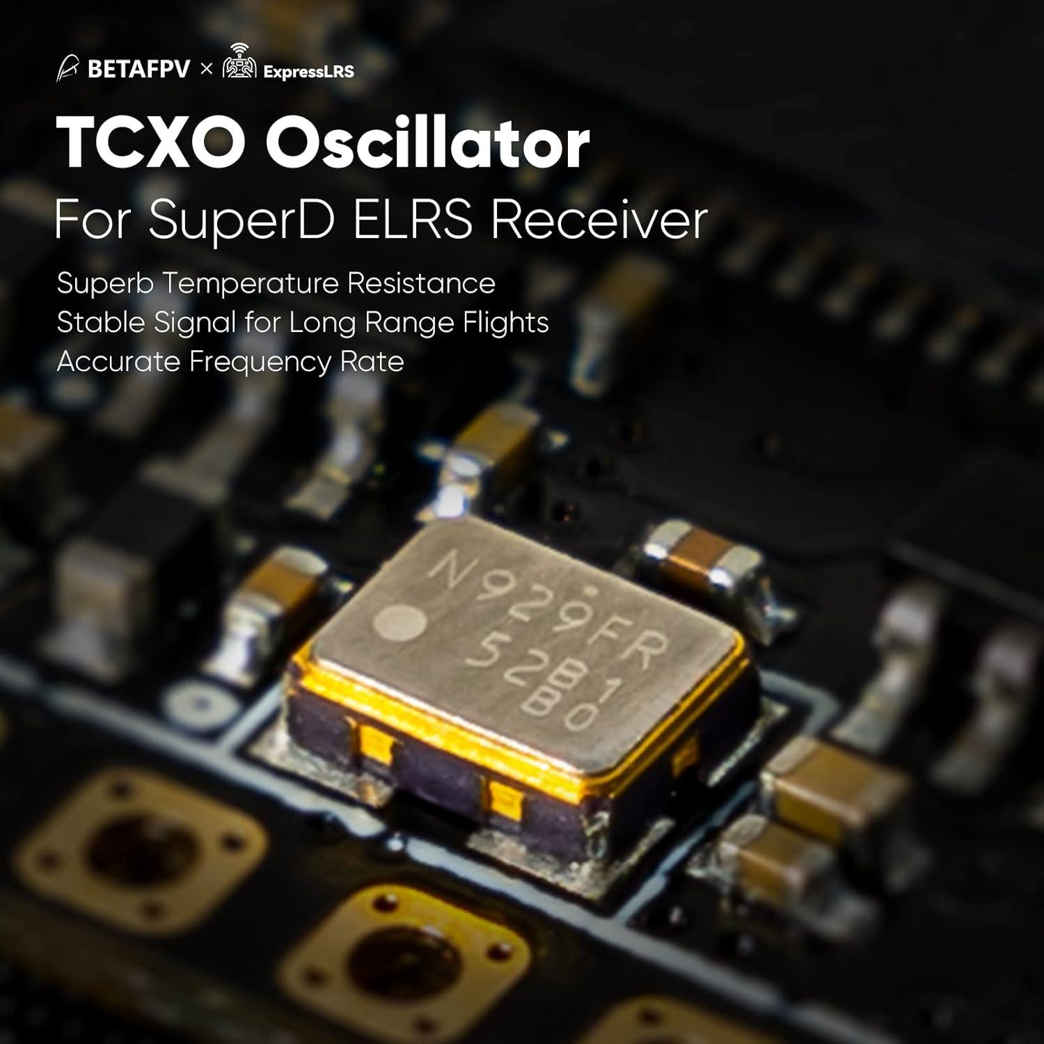 BETAFPV SuperD ELRS Diversity Receiver with Dual RX Chains 2 Antennas TXCO Tech Support CRSF Protocol for FPV Drone Fixed-Wing Aircraft Long Range Flying Aerial Photography FPV Freestyle Tricks-915M