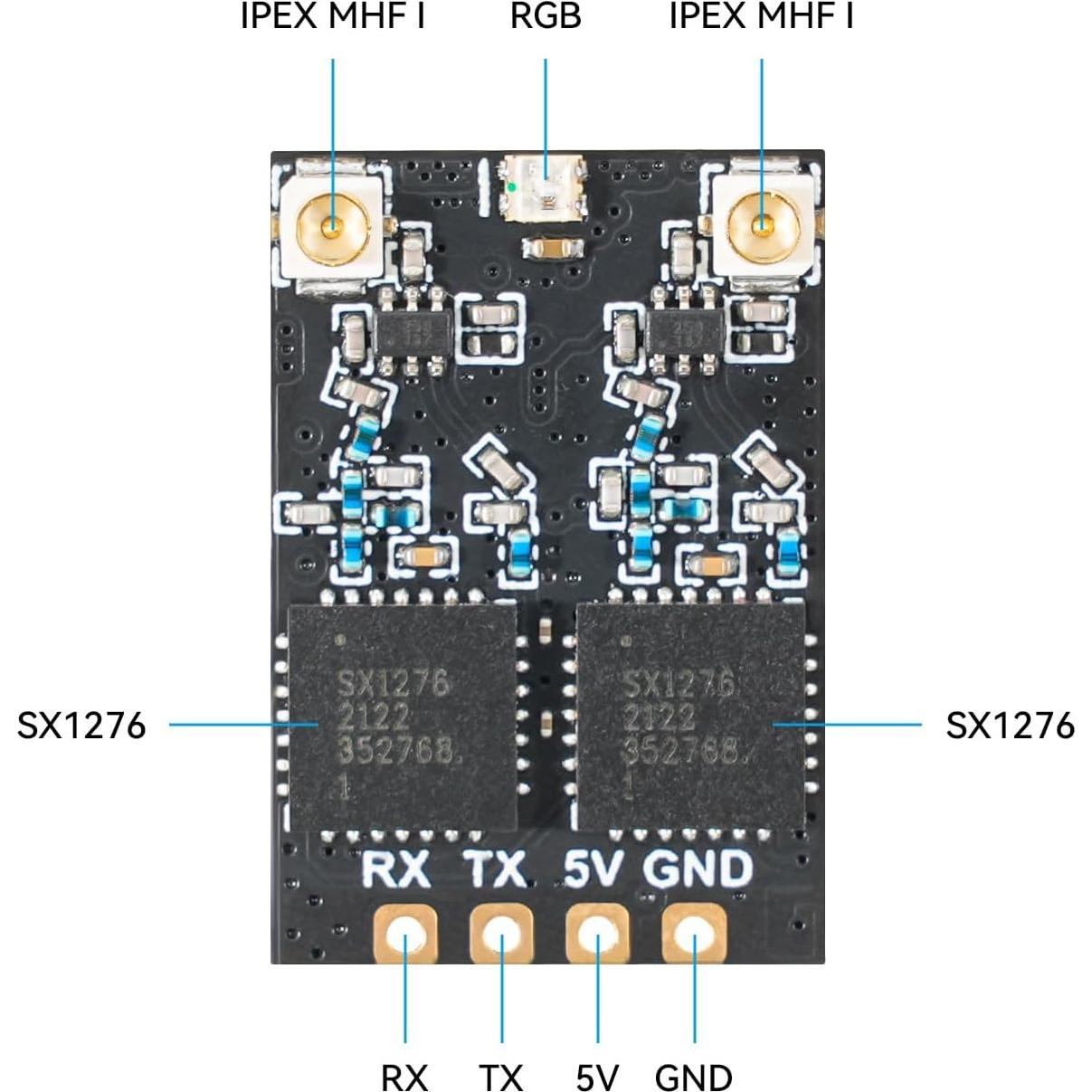 BETAFPV SuperD ELRS Diversity Receiver with Dual RX Chains 2 Antennas TXCO Tech Support CRSF Protocol for FPV Drone Fixed-Wing Aircraft Long Range Flying Aerial Photography FPV Freestyle Tricks-915M