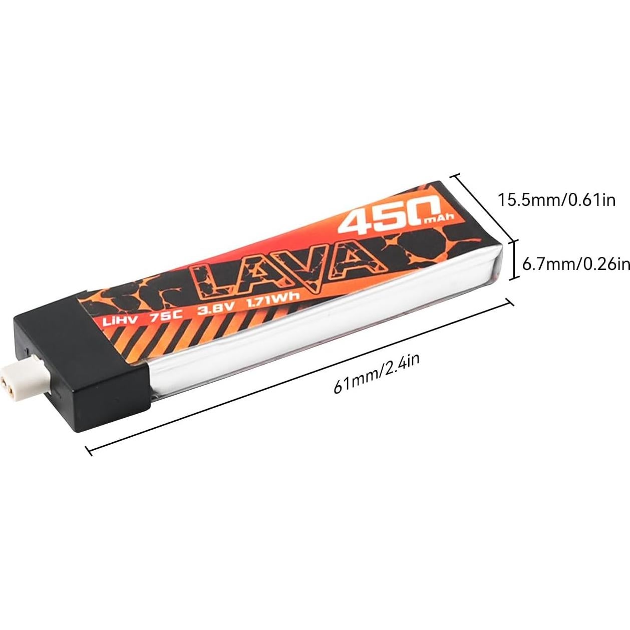 Baterías Lipo BETAFPV LAVA 450mAh 1S 3.8V 75C para Drones