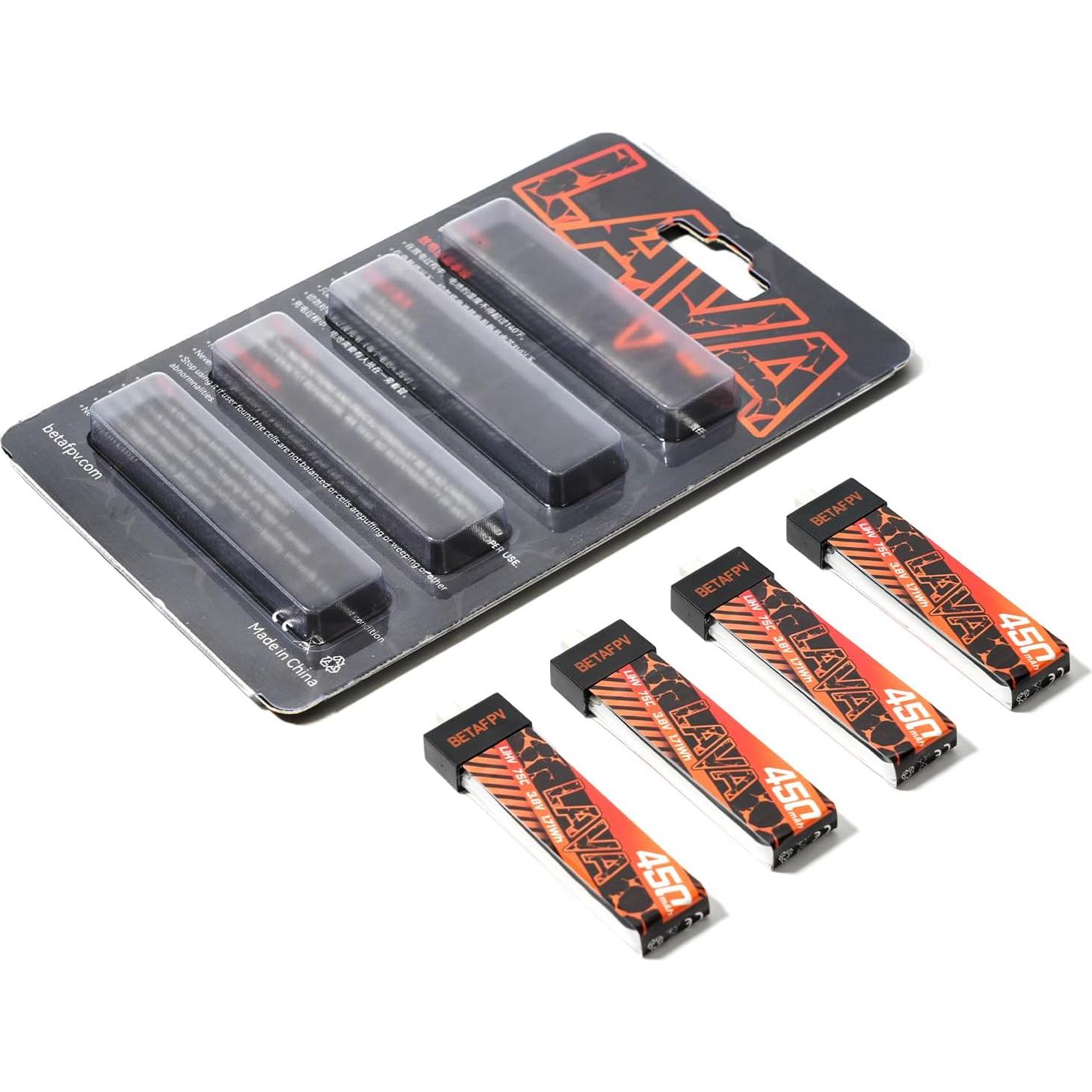 Baterías Lipo BETAFPV LAVA 450mAh 1S 3.8V 75C para Drones
