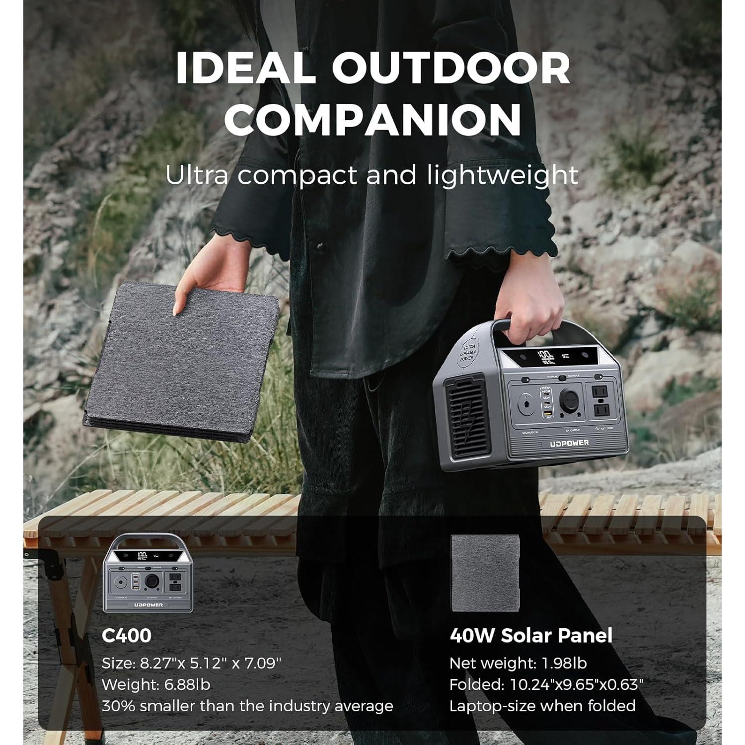Generador Solar Portátil UDPOWER C400 + Panel Solar 40W