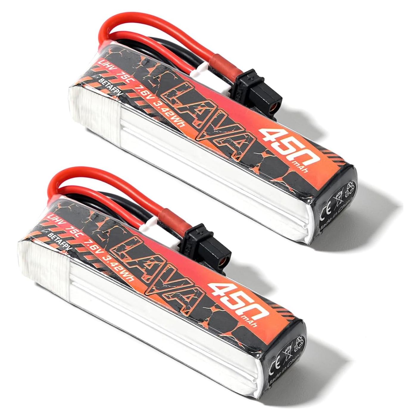 Batería Lipo 2S 450mAh 75C BETAFPV con Conector XT30 - 2 Pcs