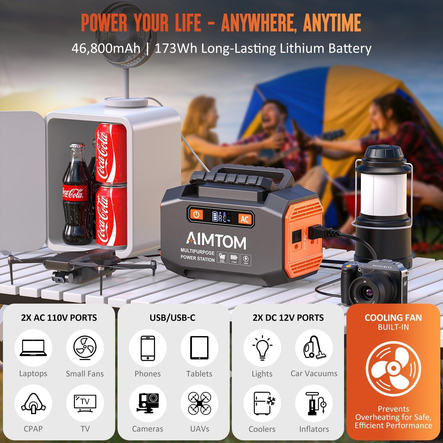 Estación de Energía Portátil AIMTOM SPS200 200W con Panel Solar 30W