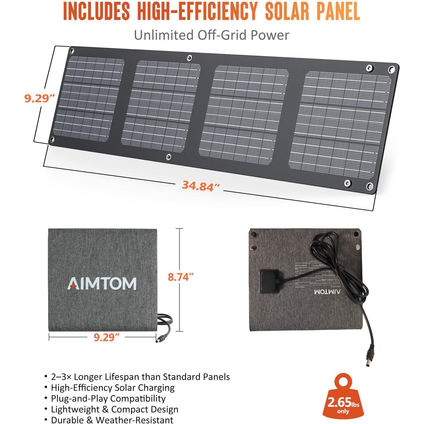 Estación de Energía Portátil AIMTOM SPS200 200W con Panel Solar 30W