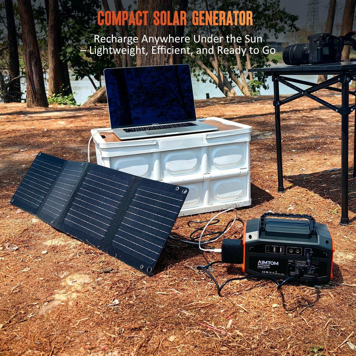 Estación de Energía Portátil AIMTOM SPS200 200W con Panel Solar 30W