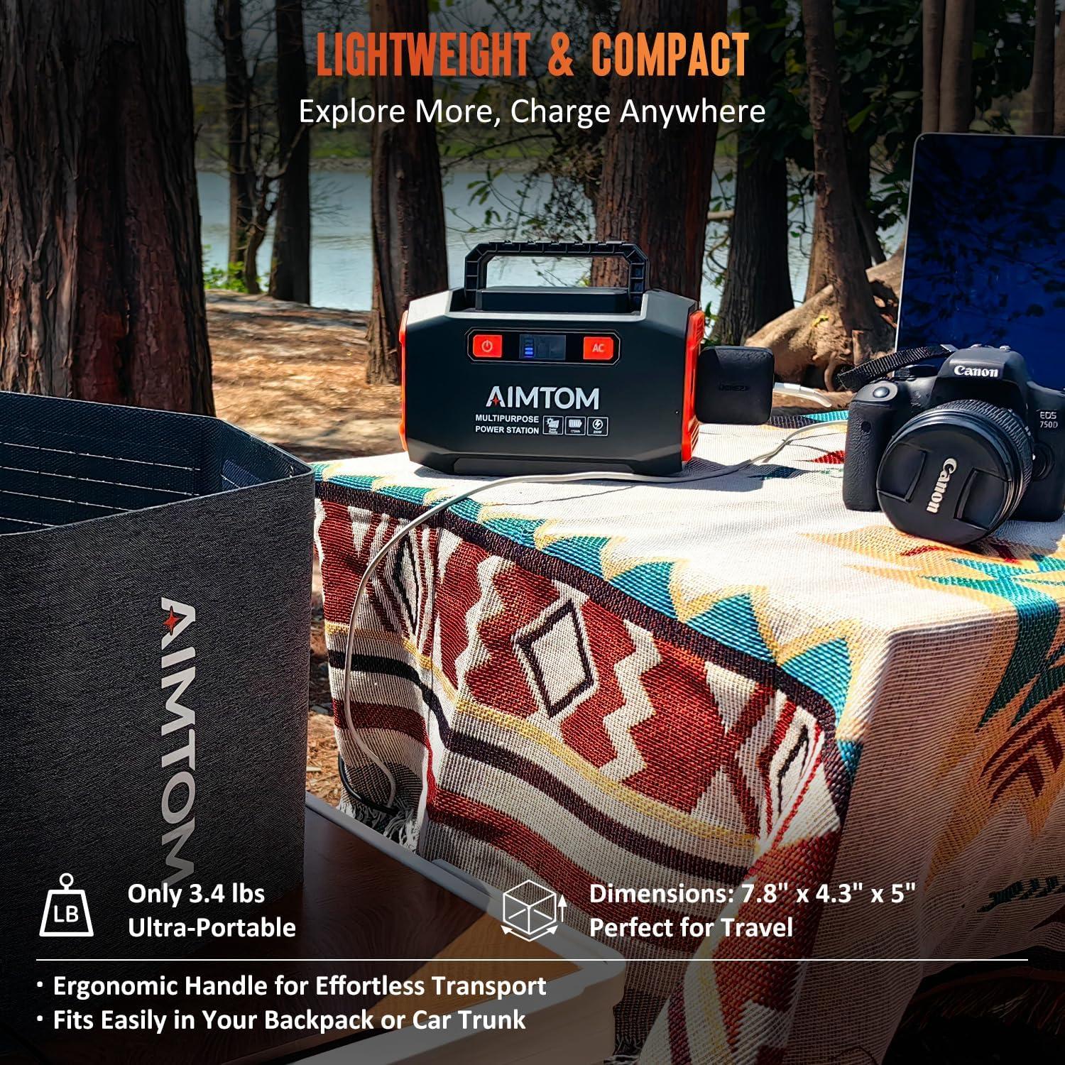 Estación de Energía Portátil AIMTOM SPS200 200W con Panel Solar 30W