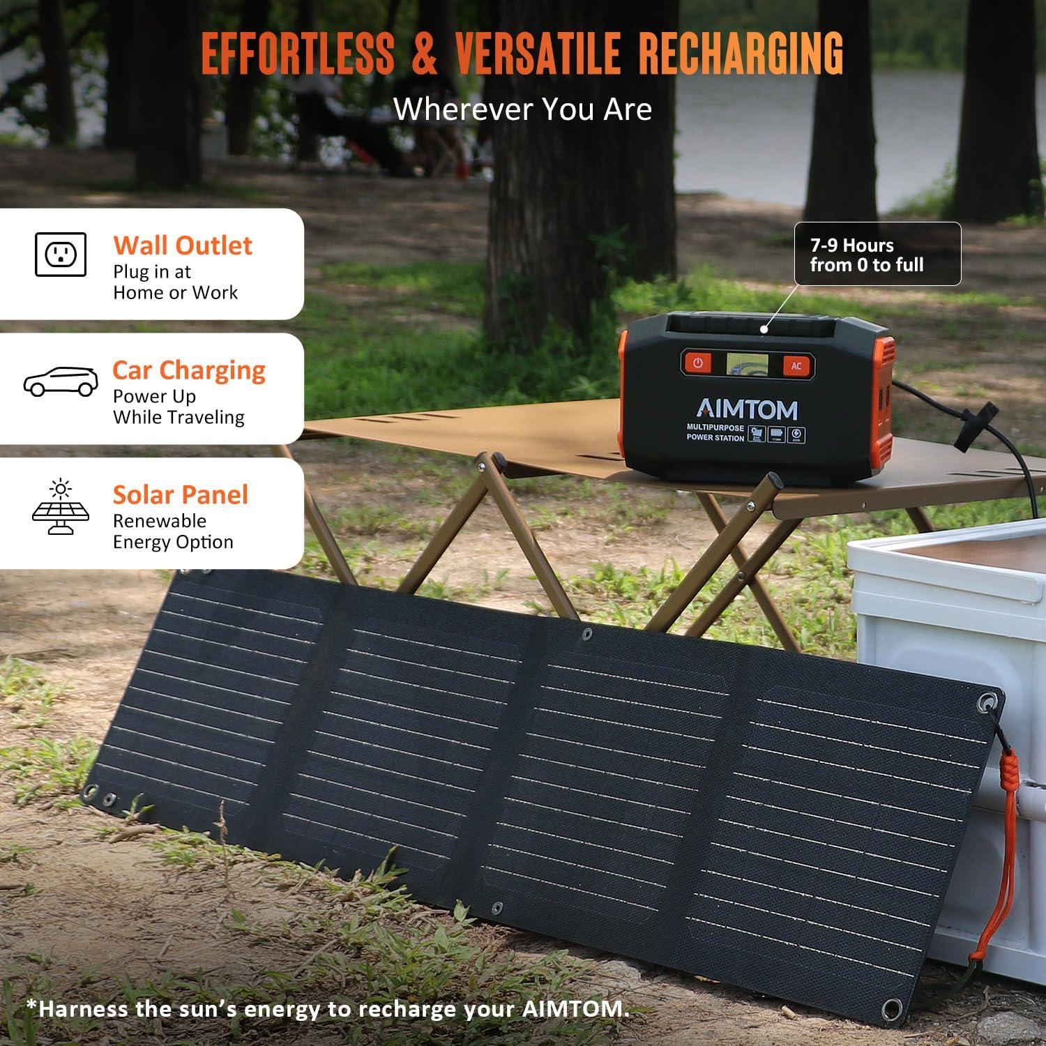 Estación de Energía Portátil AIMTOM SPS200 200W con Panel Solar 30W