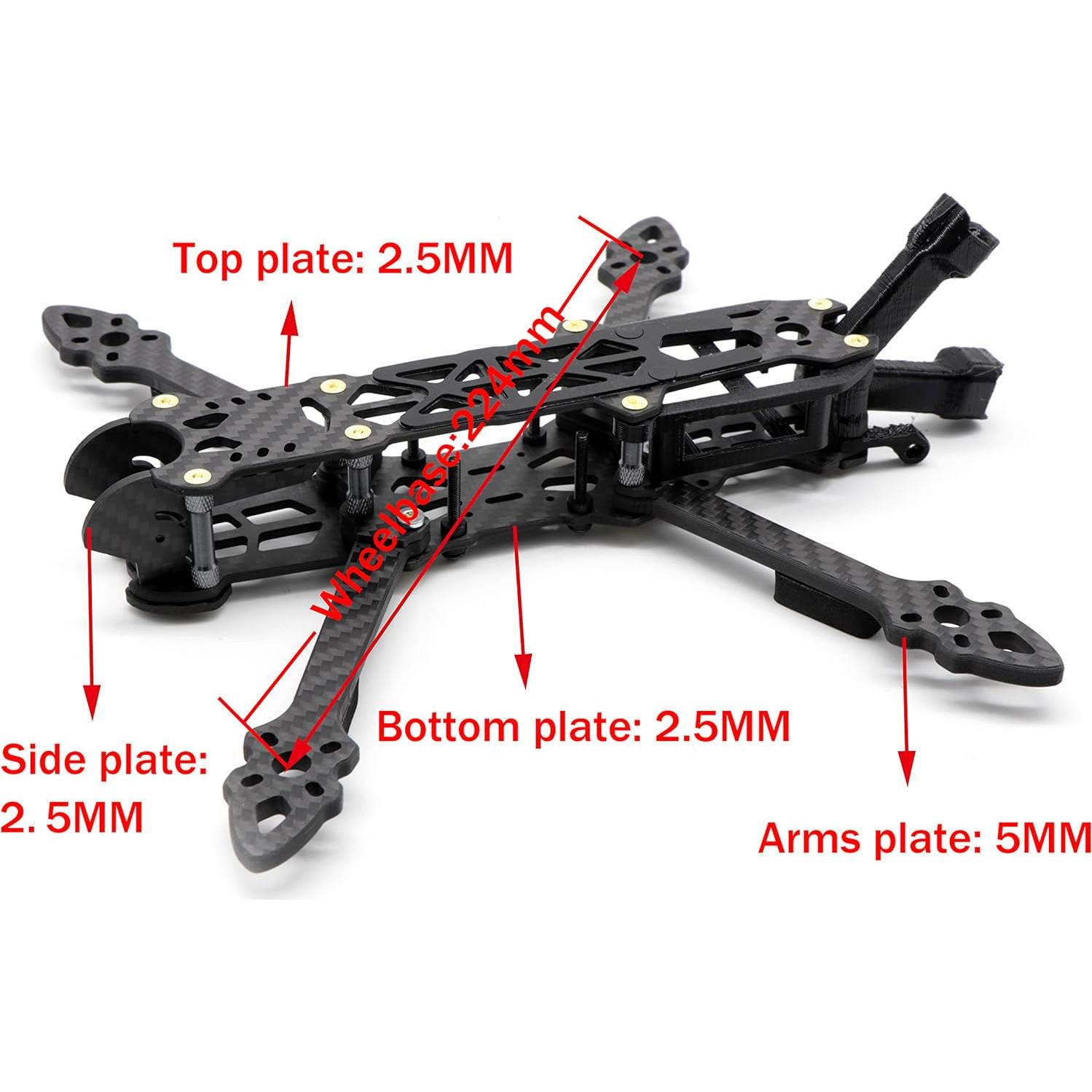 Marco de Dron FPV 224mm HD FPVDrone Fibra de Carbono 5"