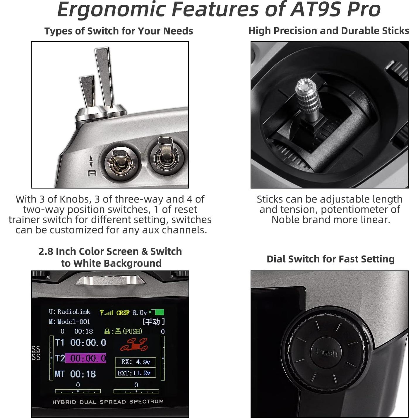 Transmisor y Receptor Radiolink AT9S Pro 10/12 Canales 3400m