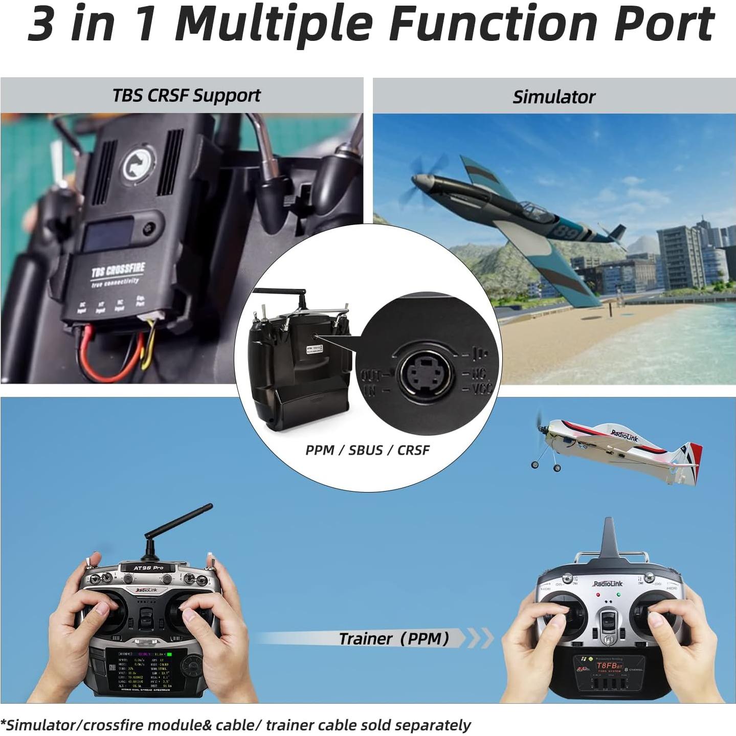 Transmisor y Receptor Radiolink AT9S Pro 10/12 Canales 3400m