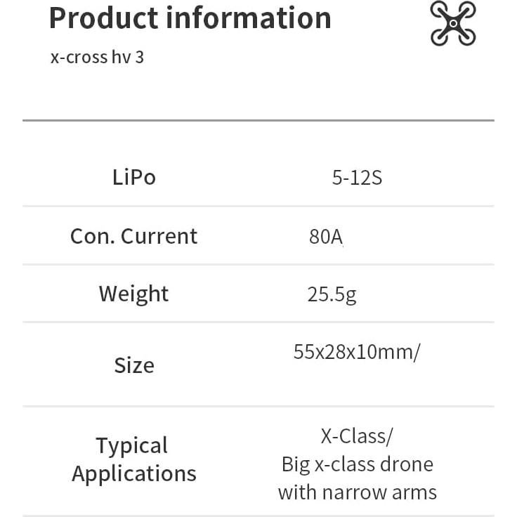 Controlador de Velocidad X-Cross HV3 80A para Dron FPV