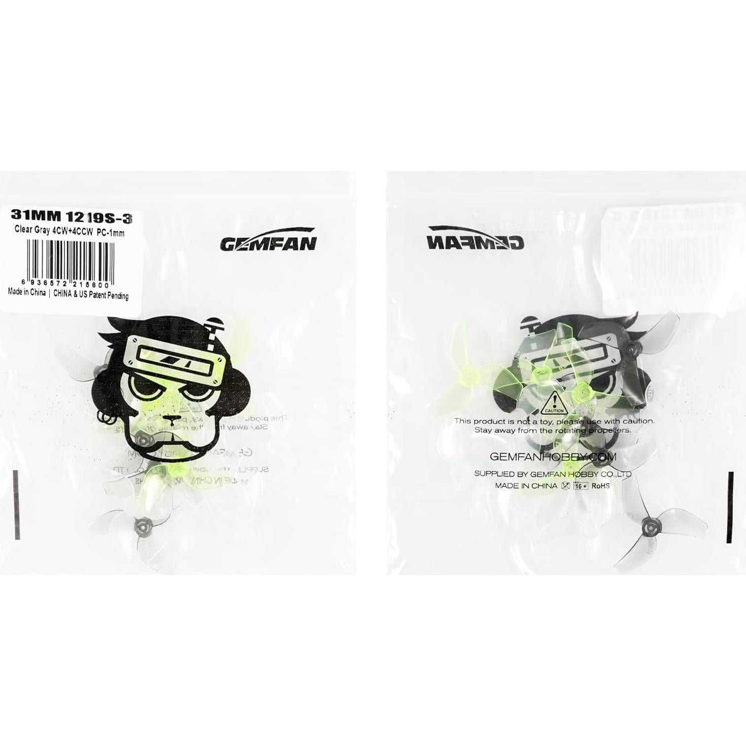 Hélices Gemfan 1219S 3 Palas BETAFPV 16pcs 1.0mm Eje