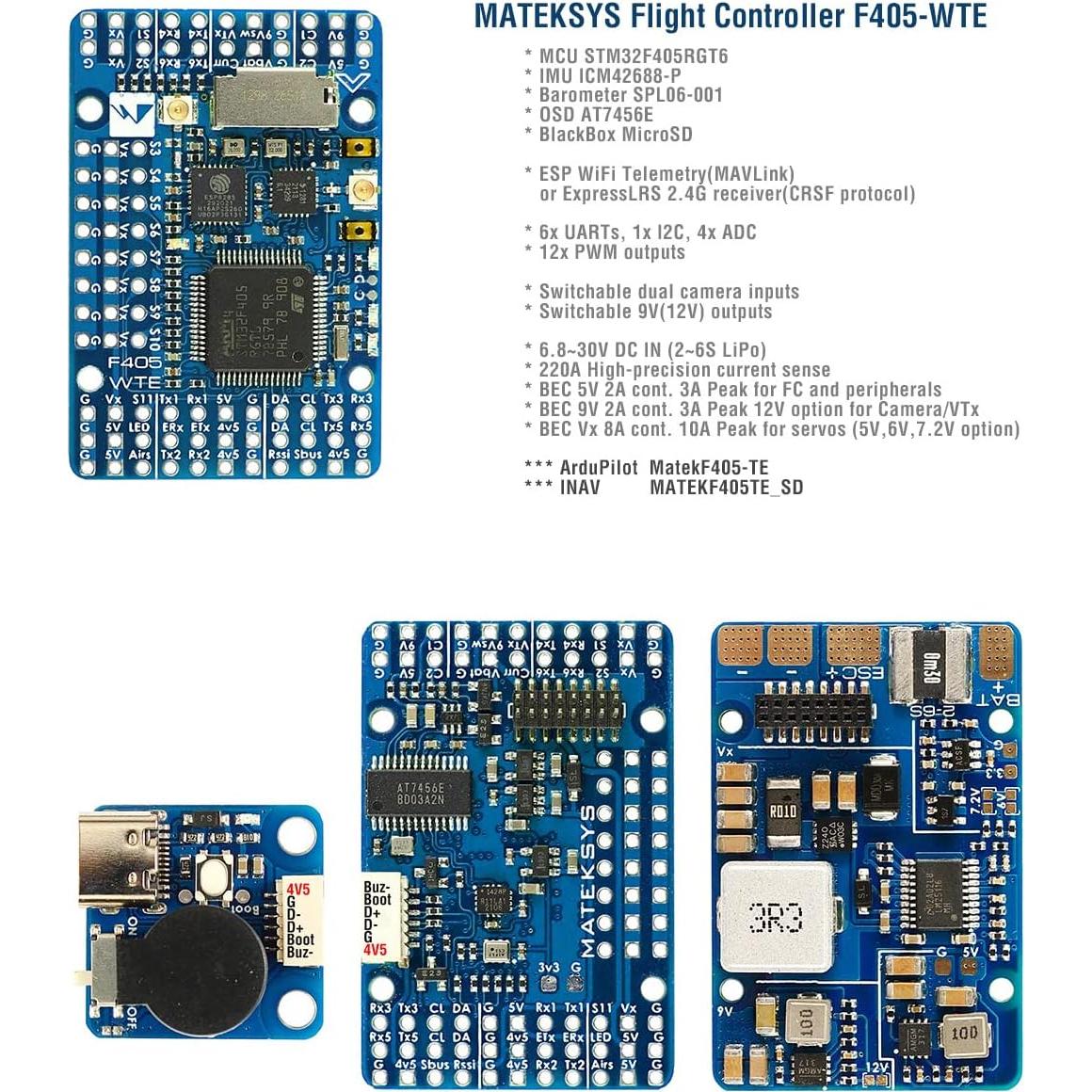 Matek F405 WTE Flight Controller STM32F405RGT6 Built in OSD SD Slot DPS310 for RC FPV Racing Drone ……