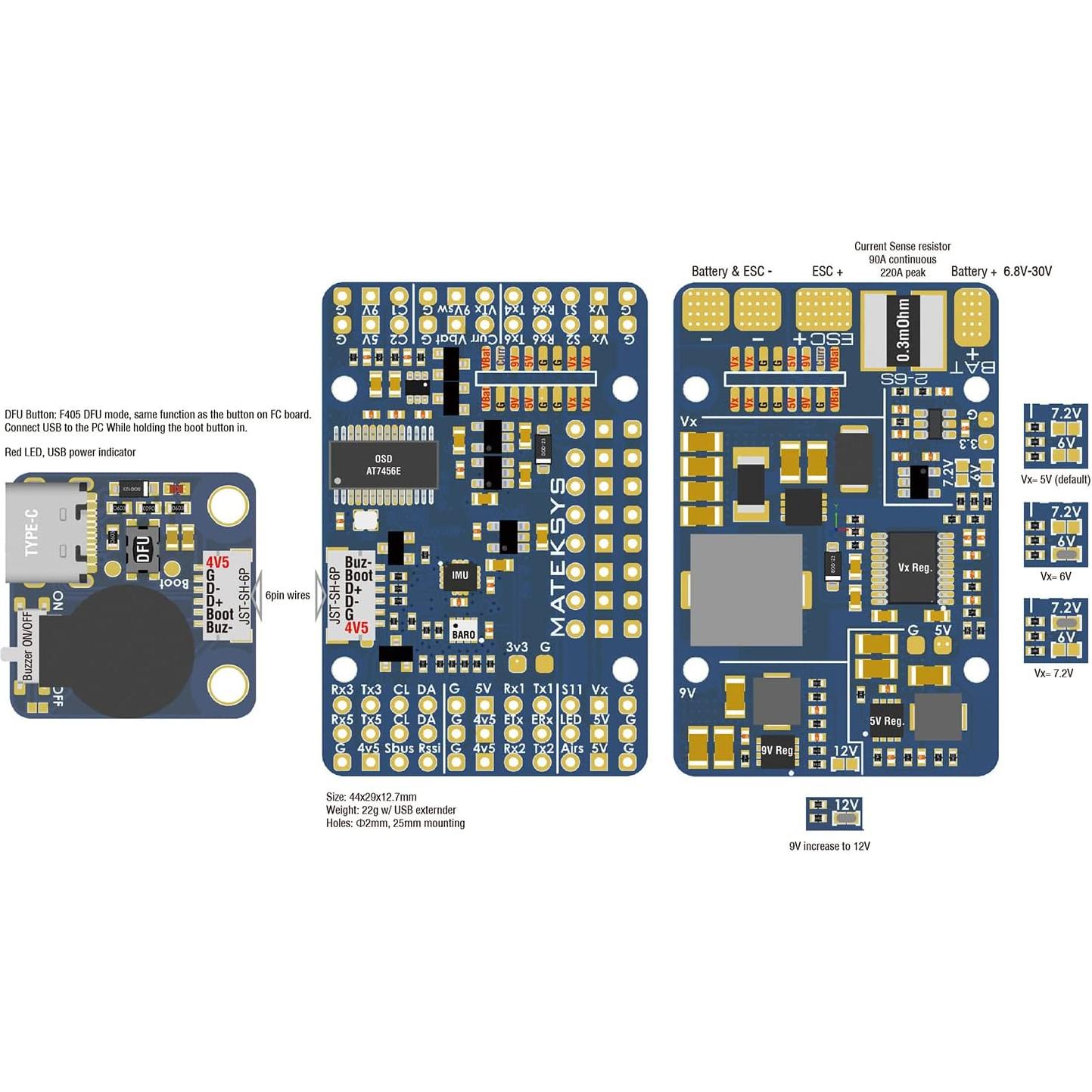 Matek F405 WTE Flight Controller STM32F405RGT6 Built in OSD SD Slot DPS310 for RC FPV Racing Drone ……
