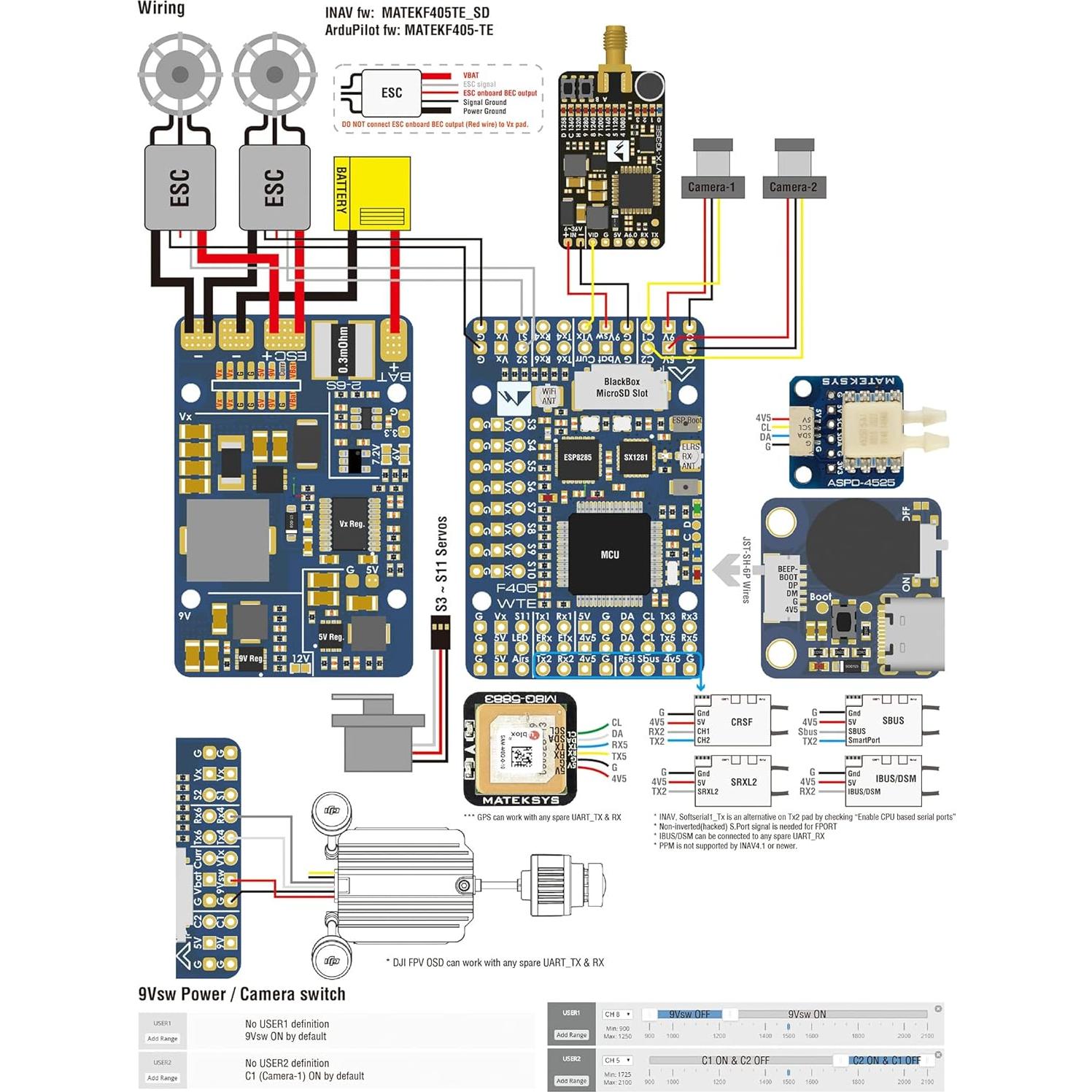 Matek F405 WTE Flight Controller STM32F405RGT6 Built in OSD SD Slot DPS310 for RC FPV Racing Drone ……
