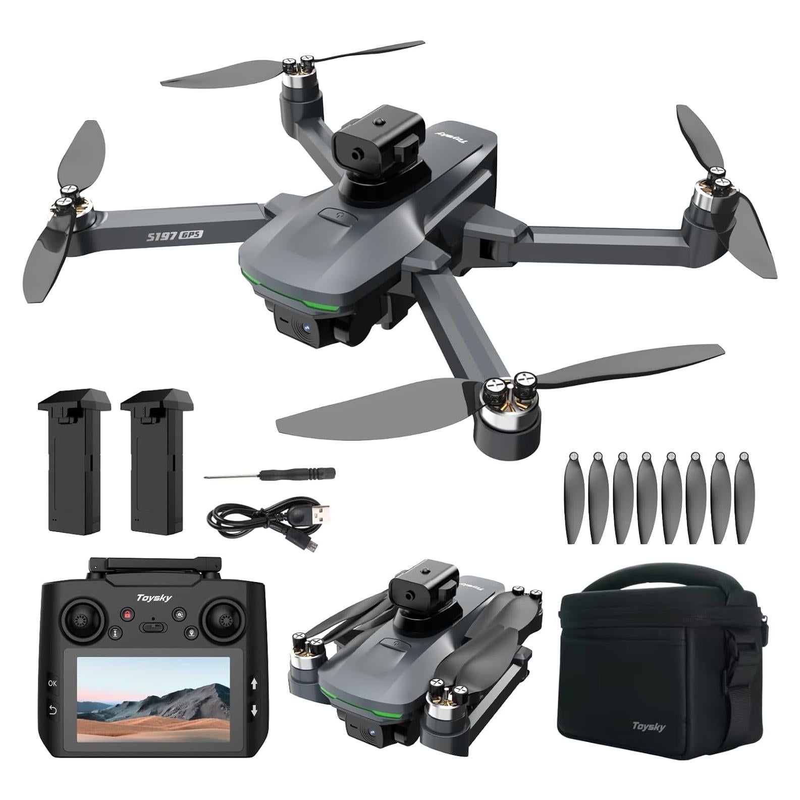 Dron GPS EcuFlyAi S197 con Pantalla 4.5" y 2 Baterías