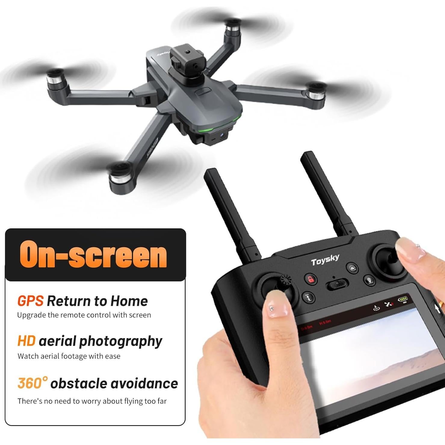Dron GPS EcuFlyAi S197 con Pantalla 4.5" y 2 Baterías