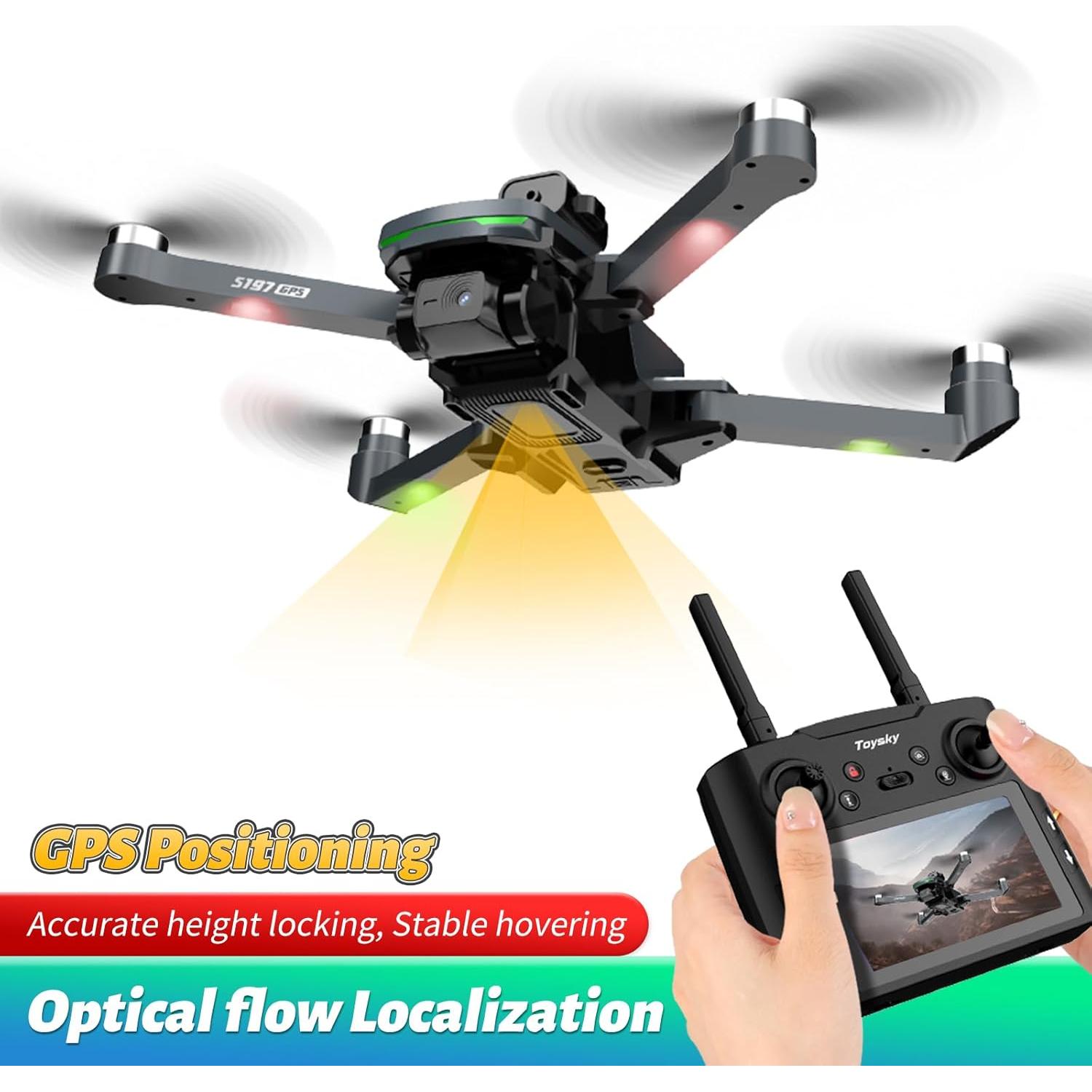 Dron GPS EcuFlyAi S197 con Pantalla 4.5" y 2 Baterías