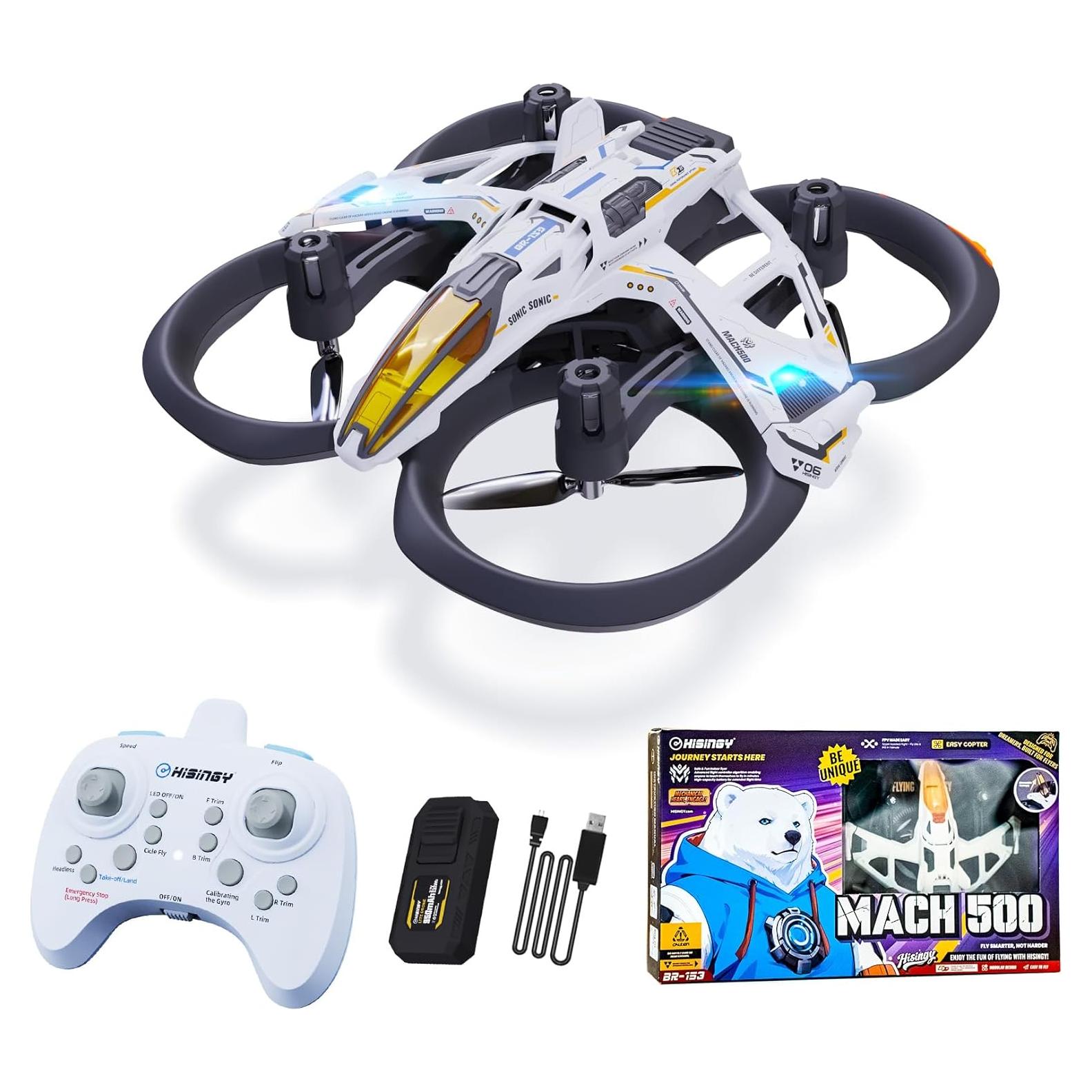 Dron HISINGY MACH 500 para Niños con Luz LED y 3 Velocidades