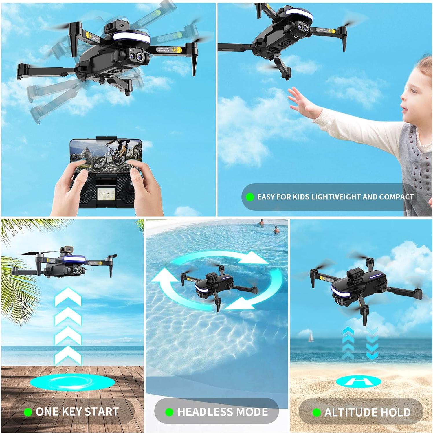 Dron Mini OBEST P14 con Cámara 4K, Plegable, 2 Baterías