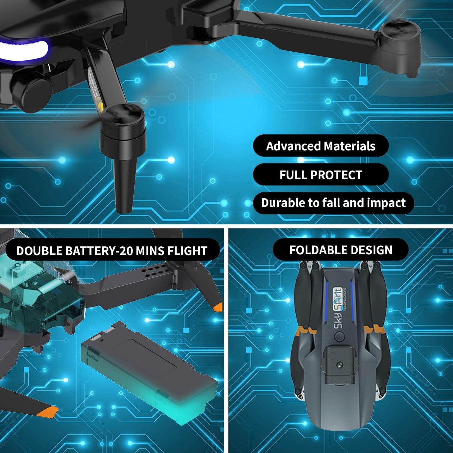 Dron Mini OBEST P14 con Cámara 4K, Plegable, 2 Baterías