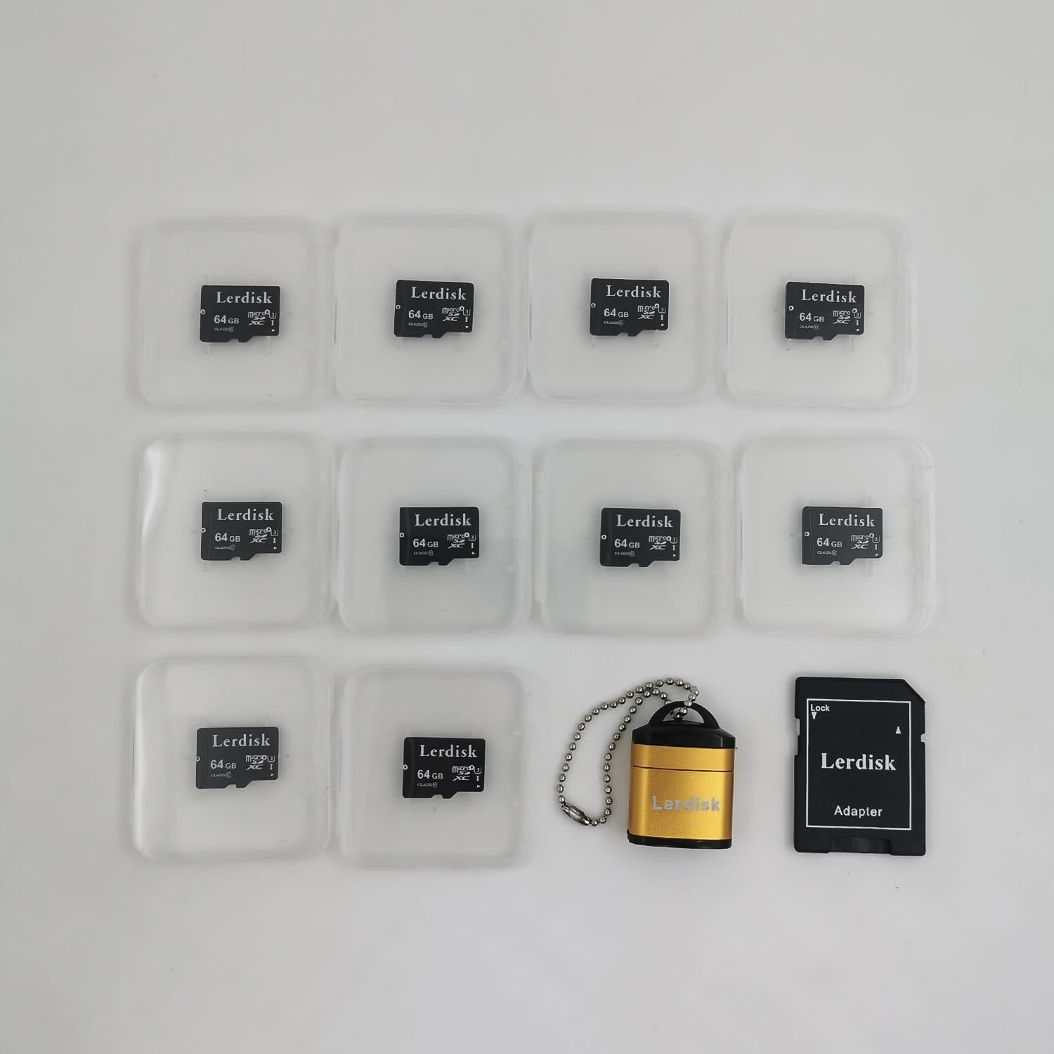 Tarjeta Micro SD 64GB Lerdisk U3 A1 V30 10-Pack con Adaptador