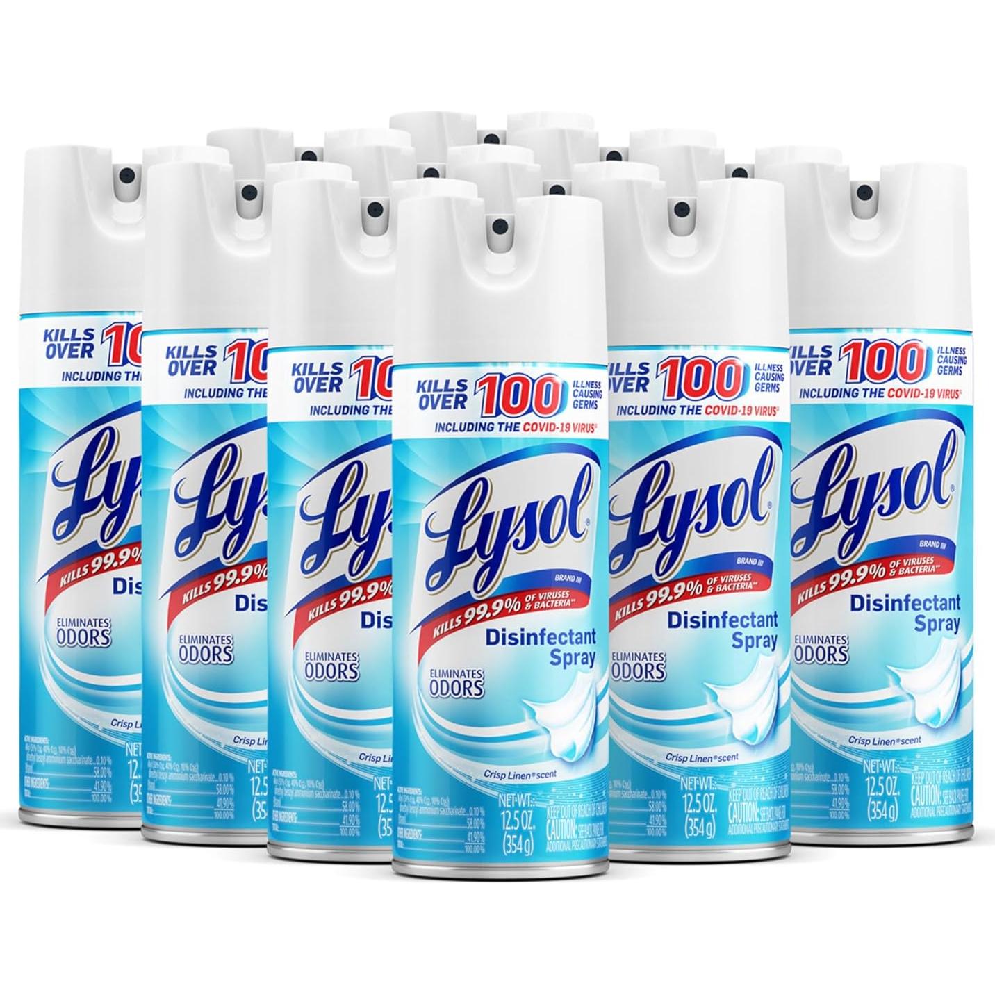 Spray Desinfectante Lysol Lino Fresco 354 ml Pack 12